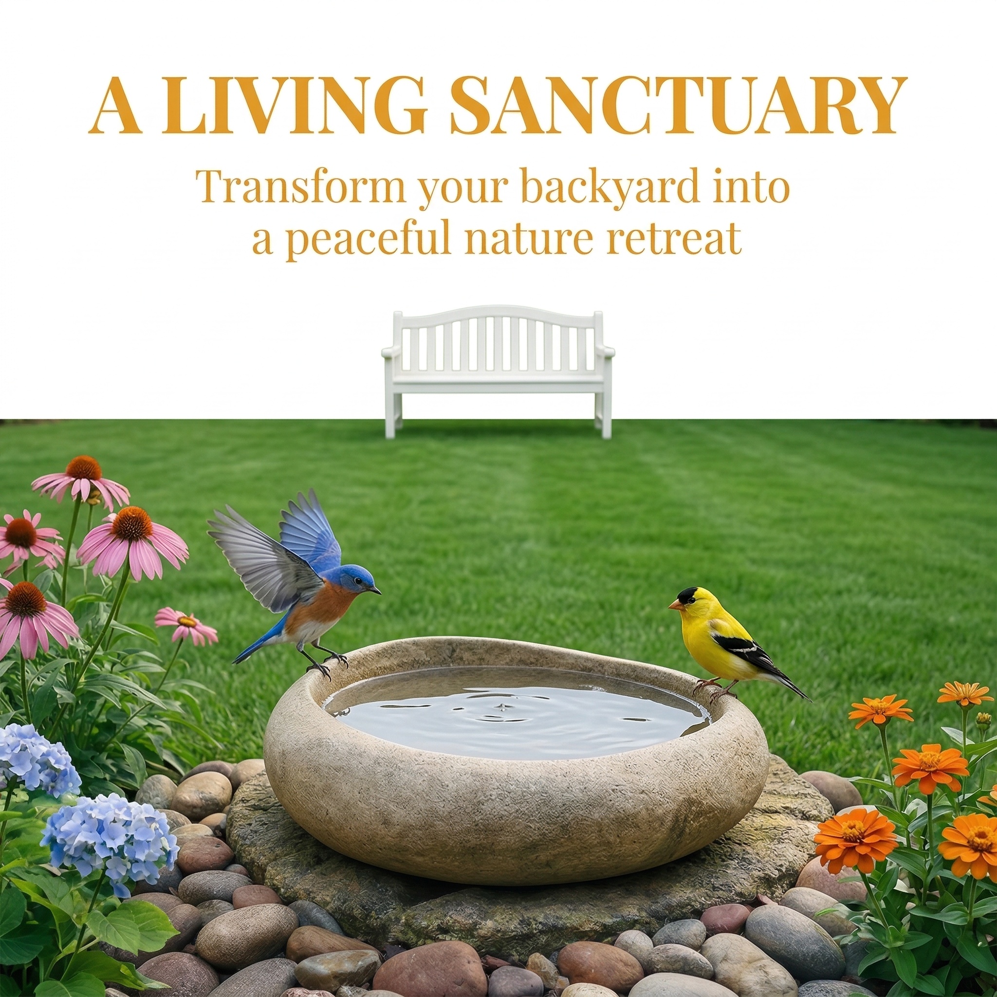 Natural River Stone Bird Bath