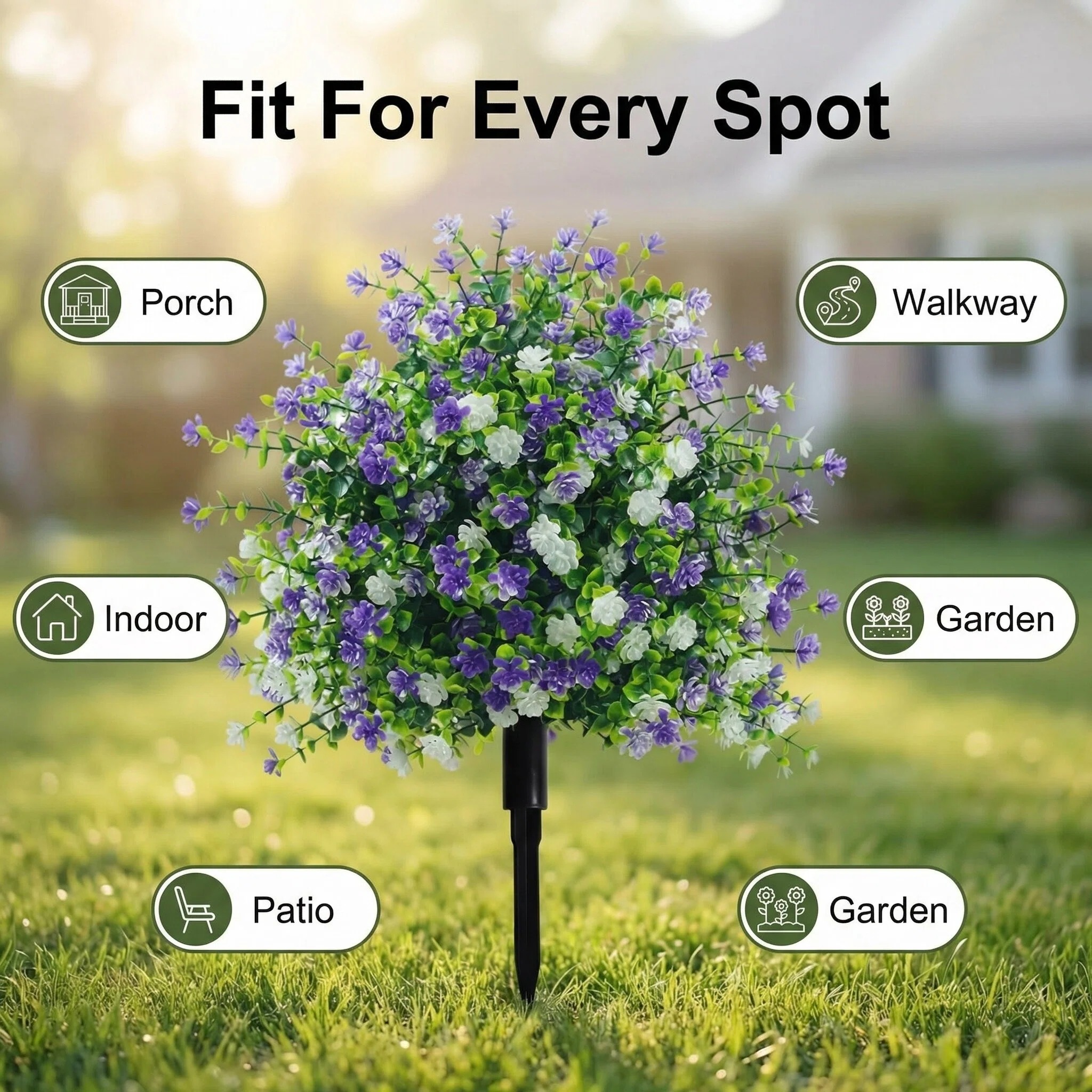 UV-Resistant Artificial Camellia Topiary Tree with Ground Stake for Indoor & Outdoor Decor