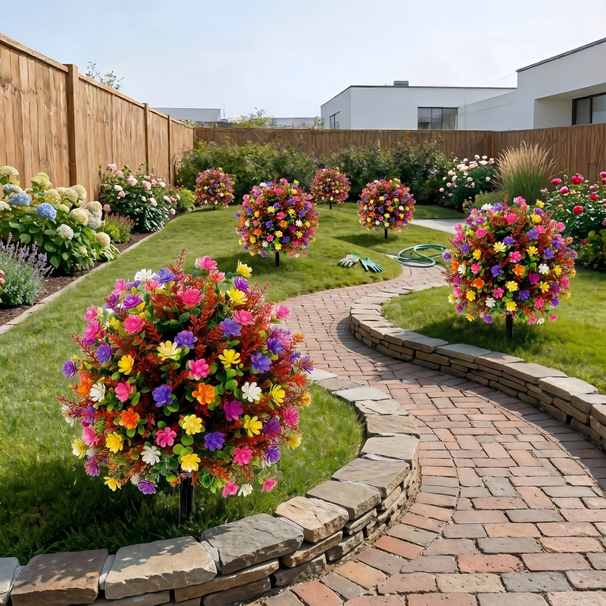 Simulation Colorful Camellia Bouquet with Ground Plug