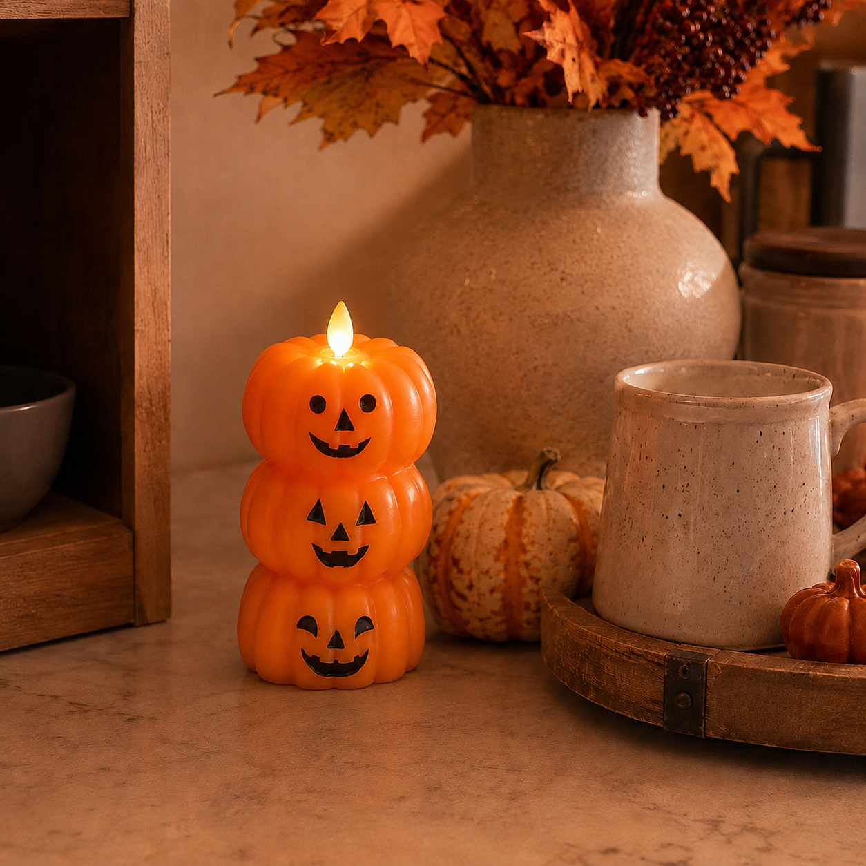 Halloween Flameless Candle with Flickering Flame