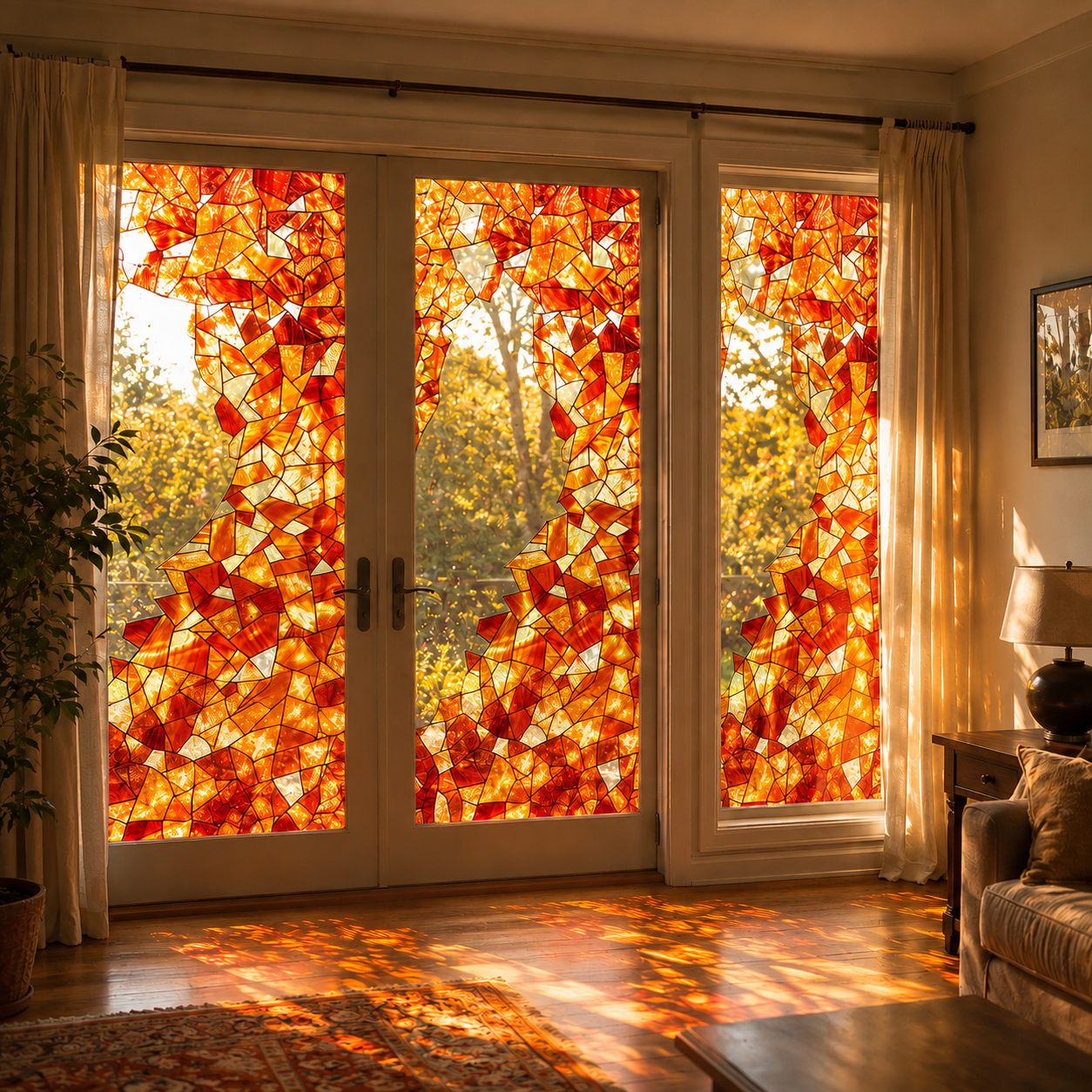 Amber Stained Glass Window Film