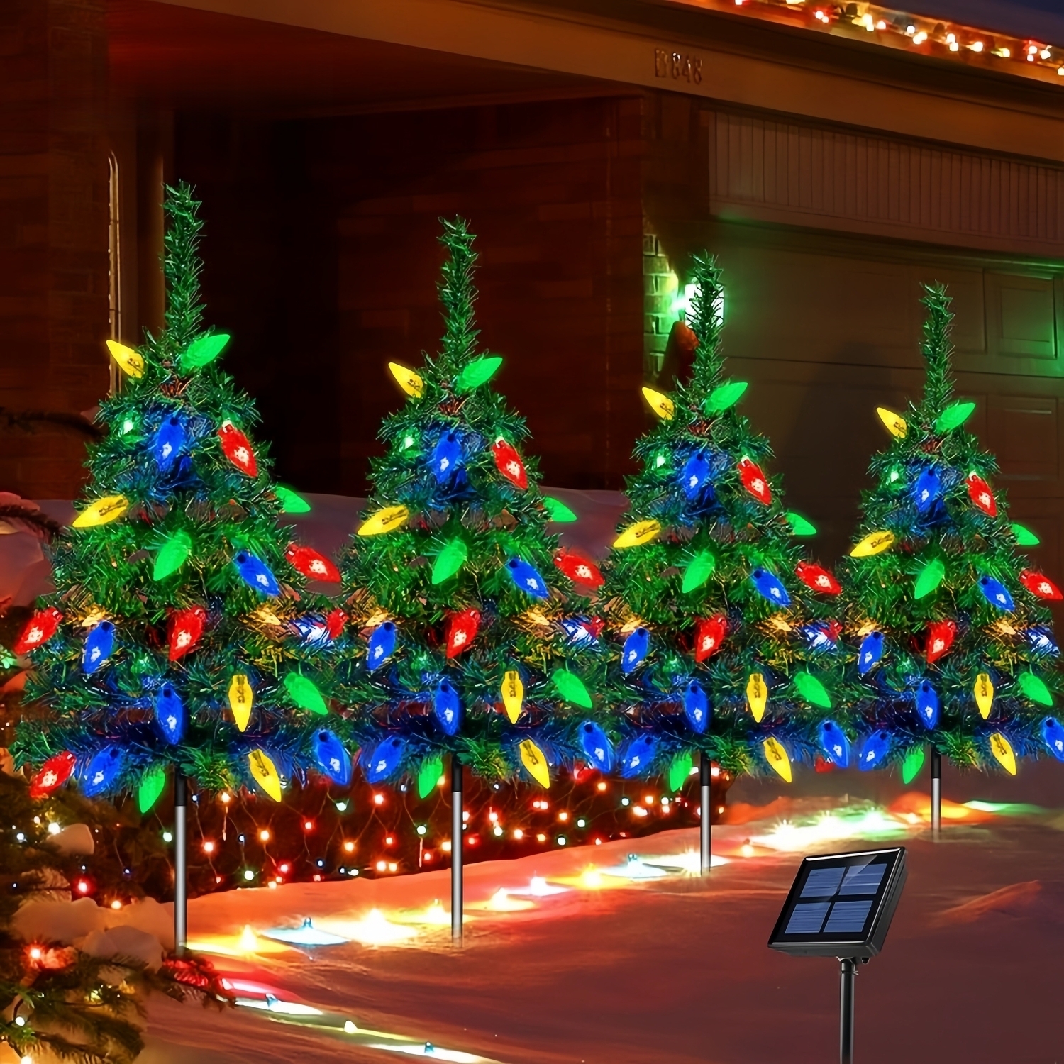 Solar Powered Christmas Tree with 20 LED Strawberry Lights