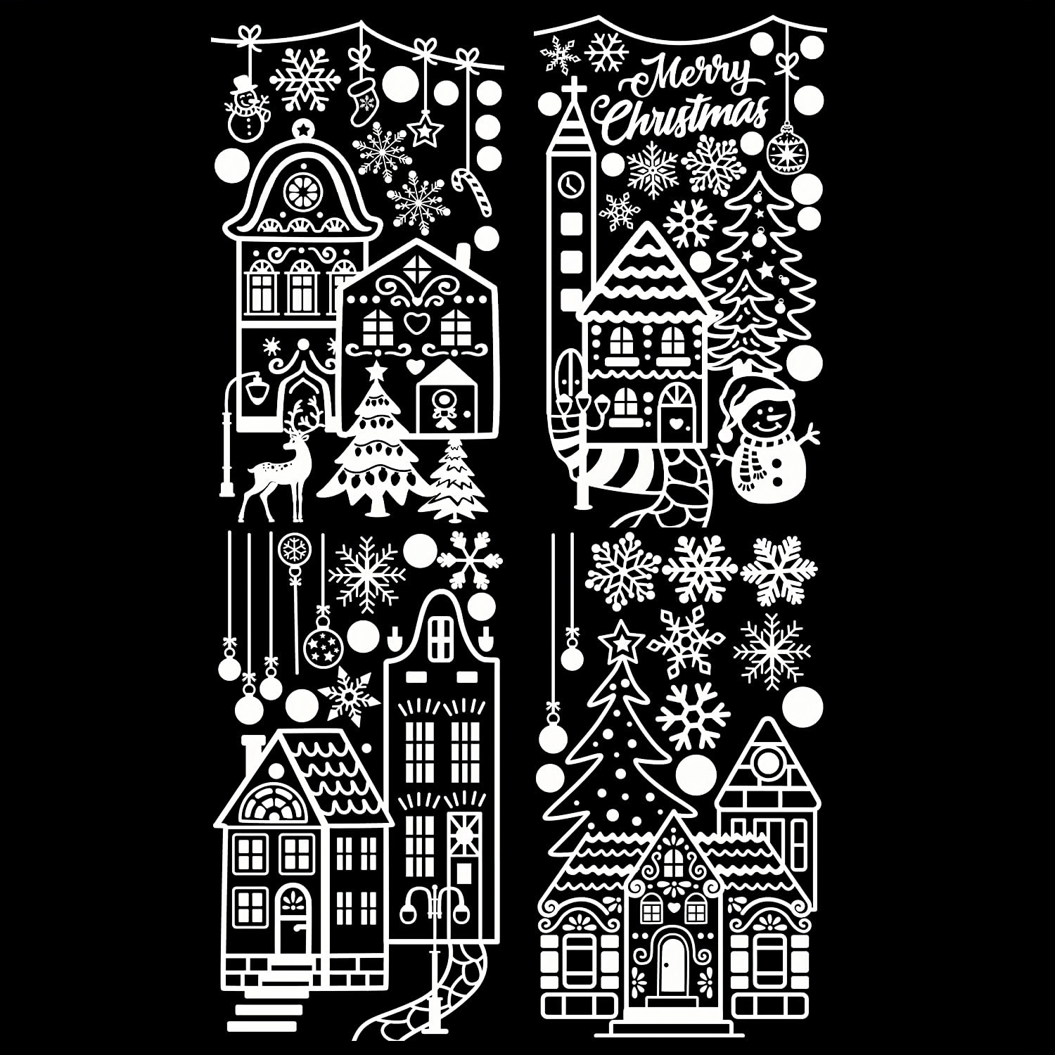 Christmas Village Window Clings (4 Sheets / 78 PCS)