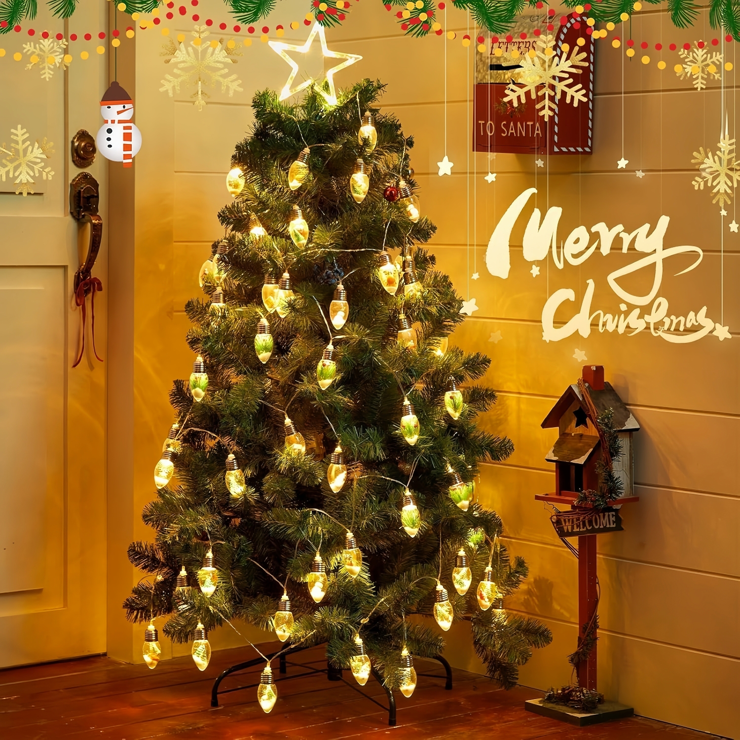 Christmas Snowflake Tree Bulb String Lights
