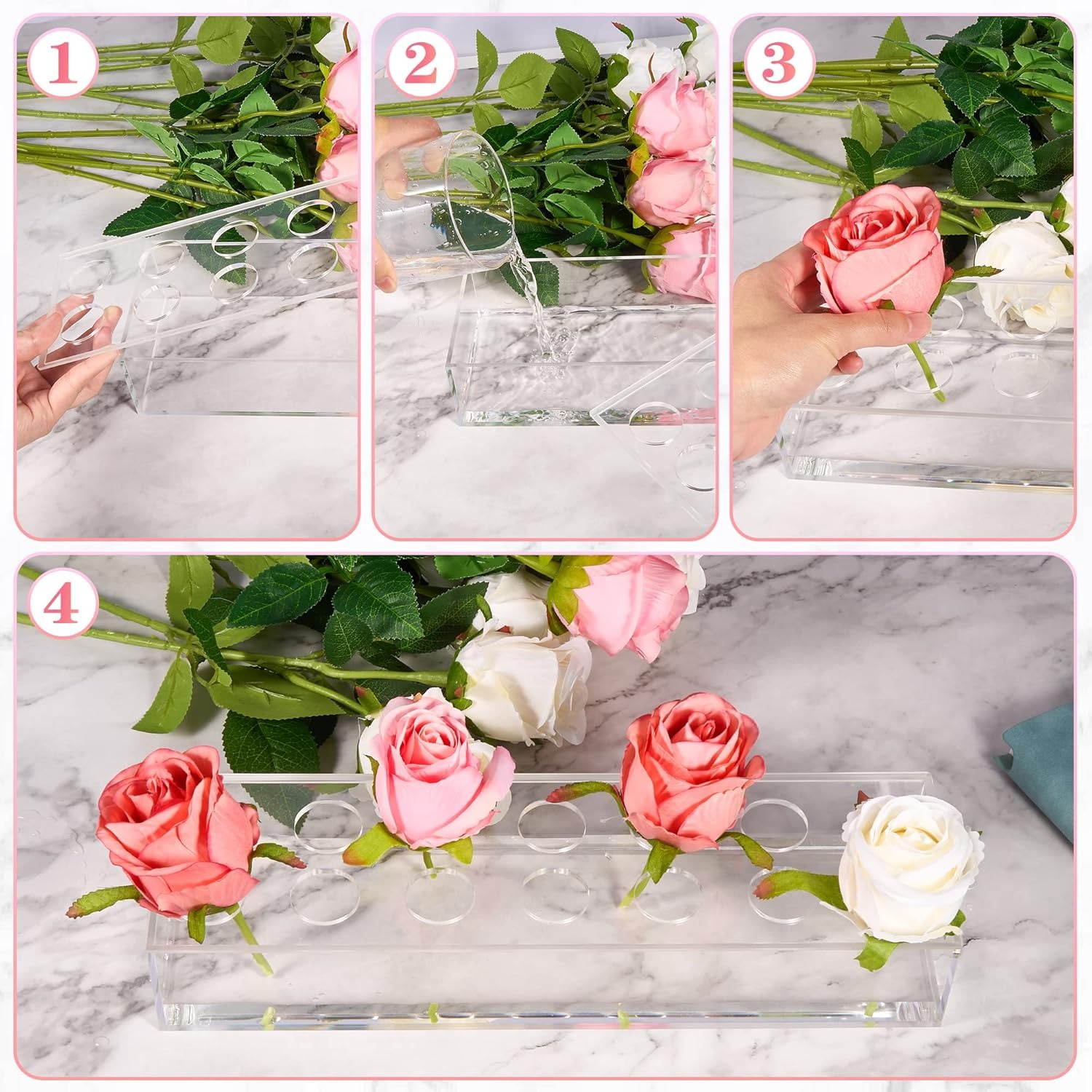 Clear Acrylic Rectangular Flower Vase Centerpiece