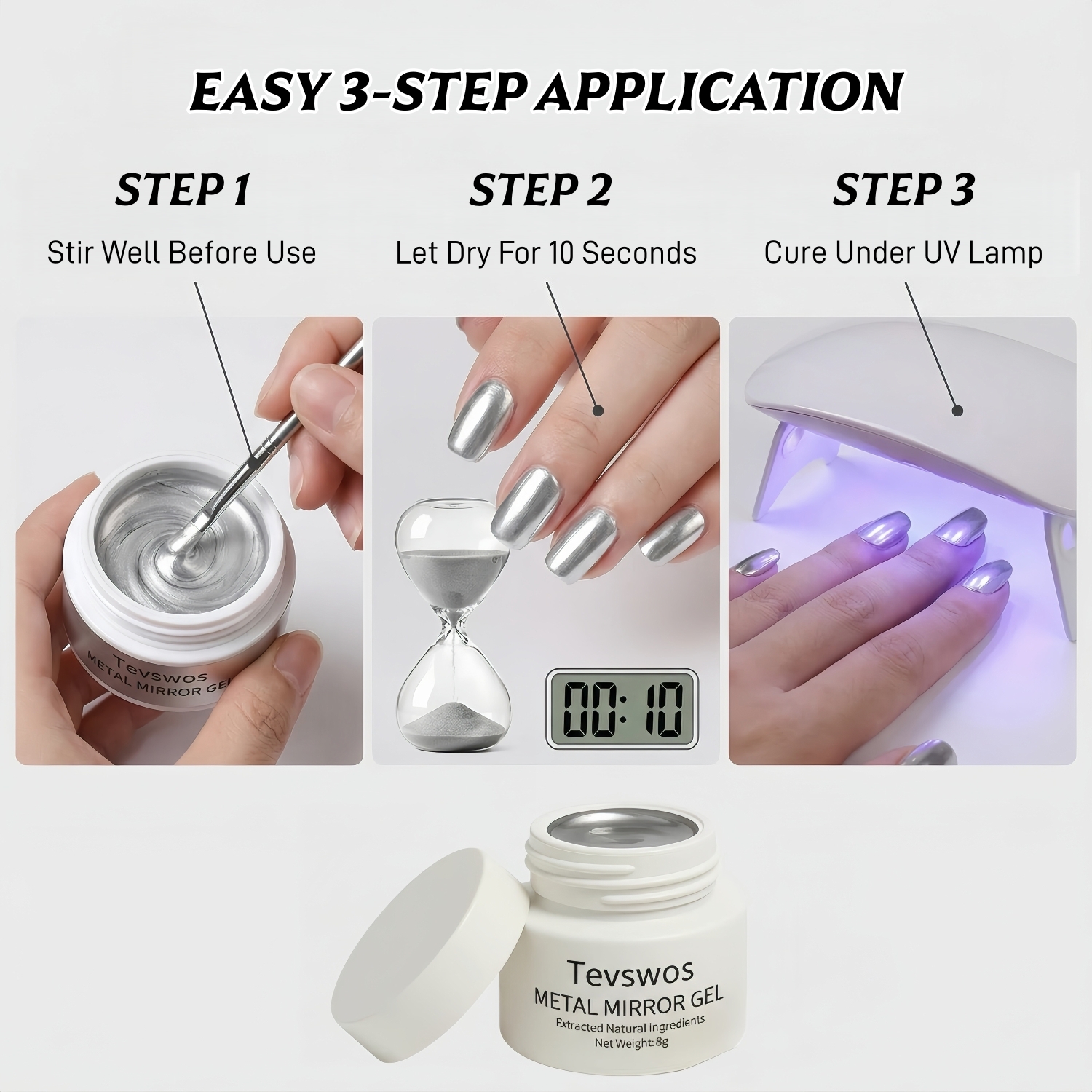 Glamorous Metallic Liquid Chrome Nail Gel Polish