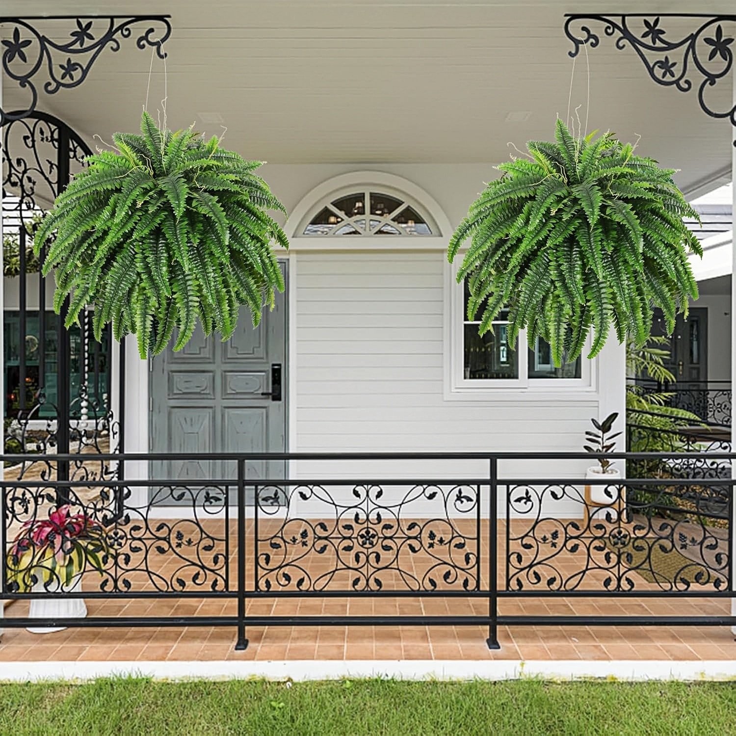 UV Resistant Lifelike Artificial Boston Ferns Plants – Lush Faux Ferns for Indoor & Outdoor Decor (1–2 Pack)