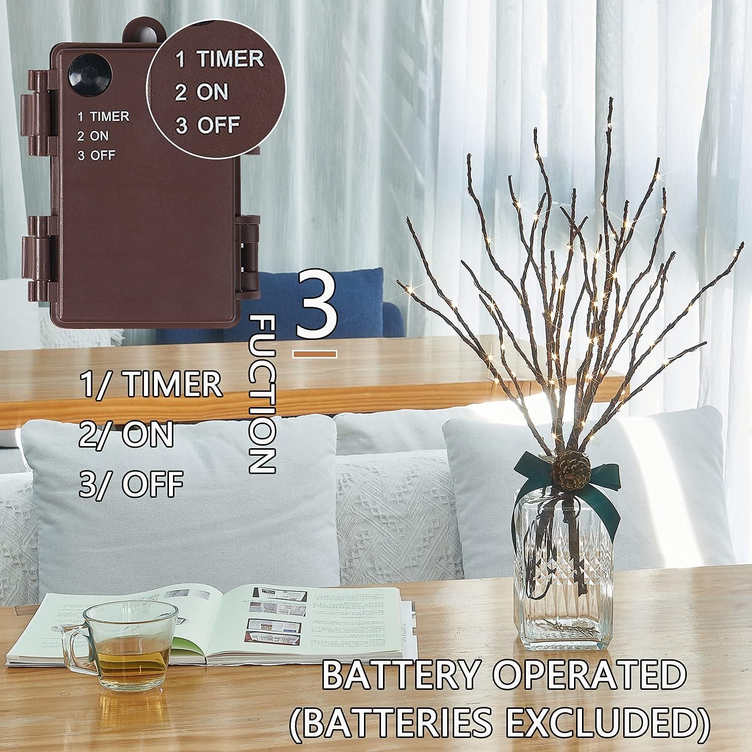 28'' Lighted Willow Branches with Timer 100 LED Fairy Lights