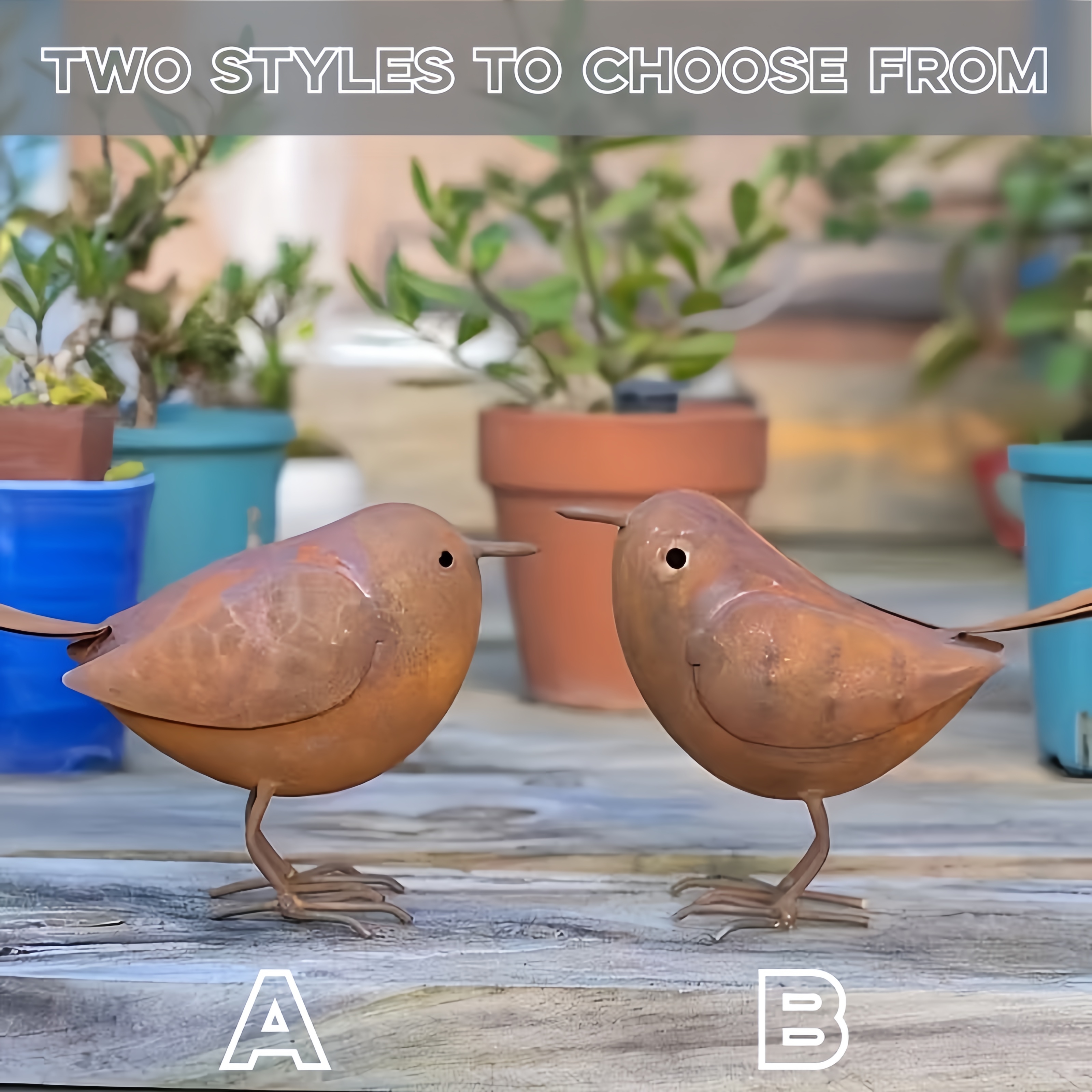 Handcrafted Rustic Metal Bird Garden Decor