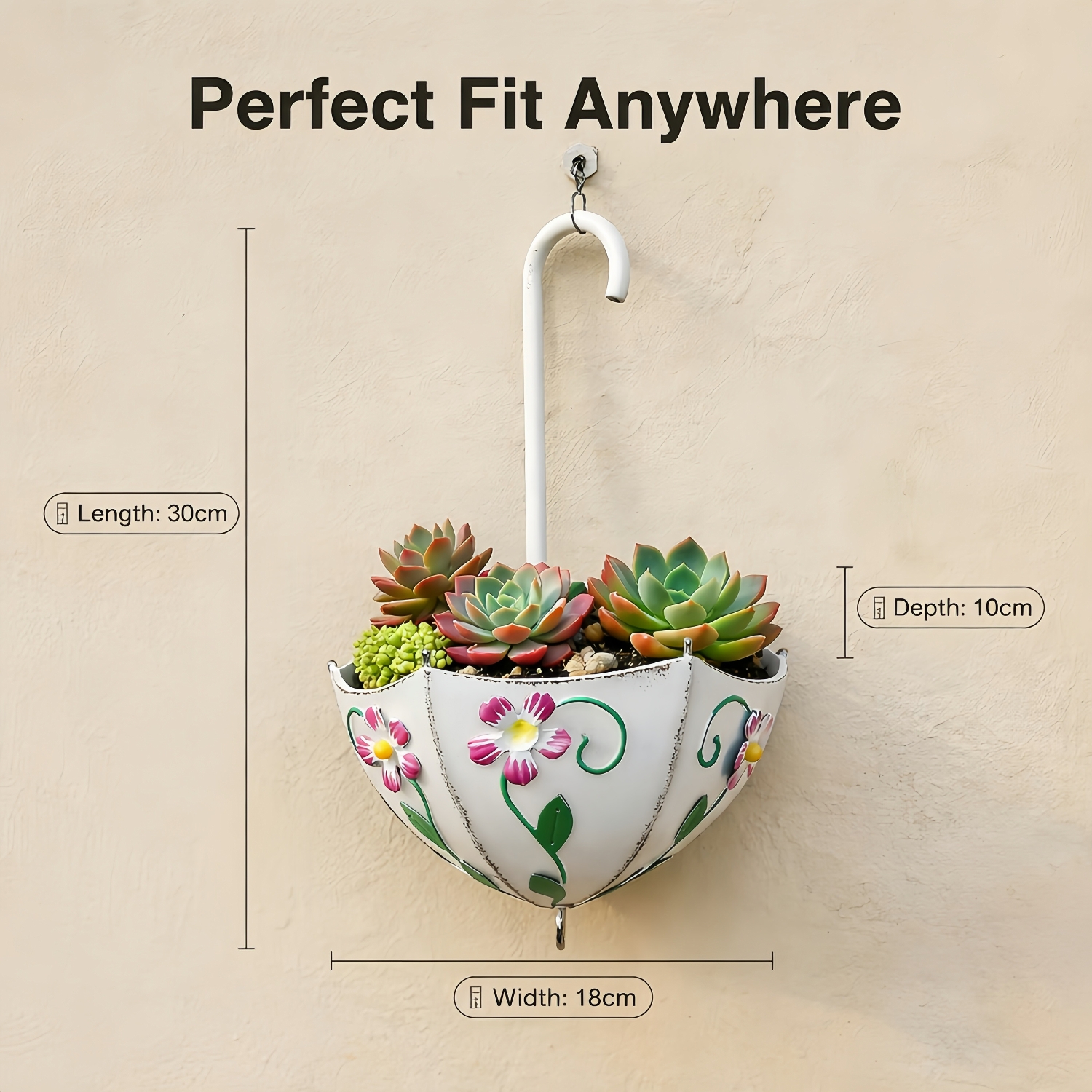 Farmhouse Metal Wall-Mounted Umbrella Planter