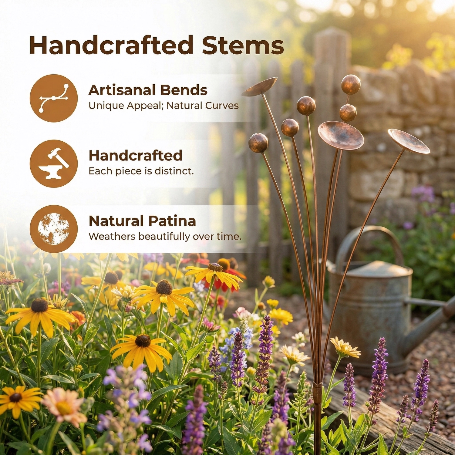 Artisan Copper Bloom Garden Stake Sculpture