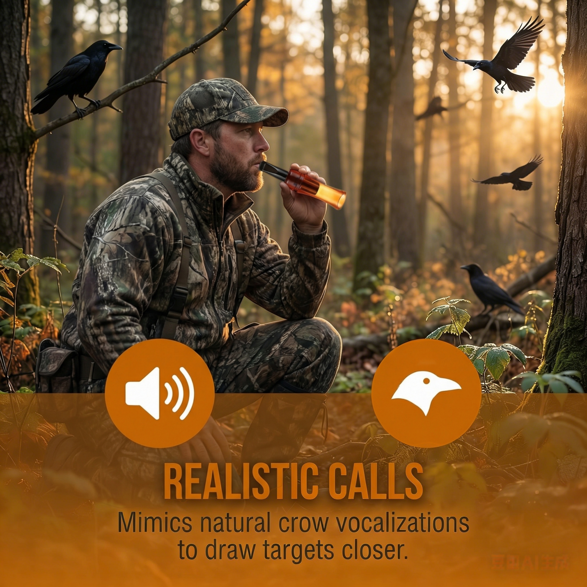 Portable Crow Call Whistle – Realistic Bird Calling Tool for Hunting, Birdwatching & Outdoor Adventures