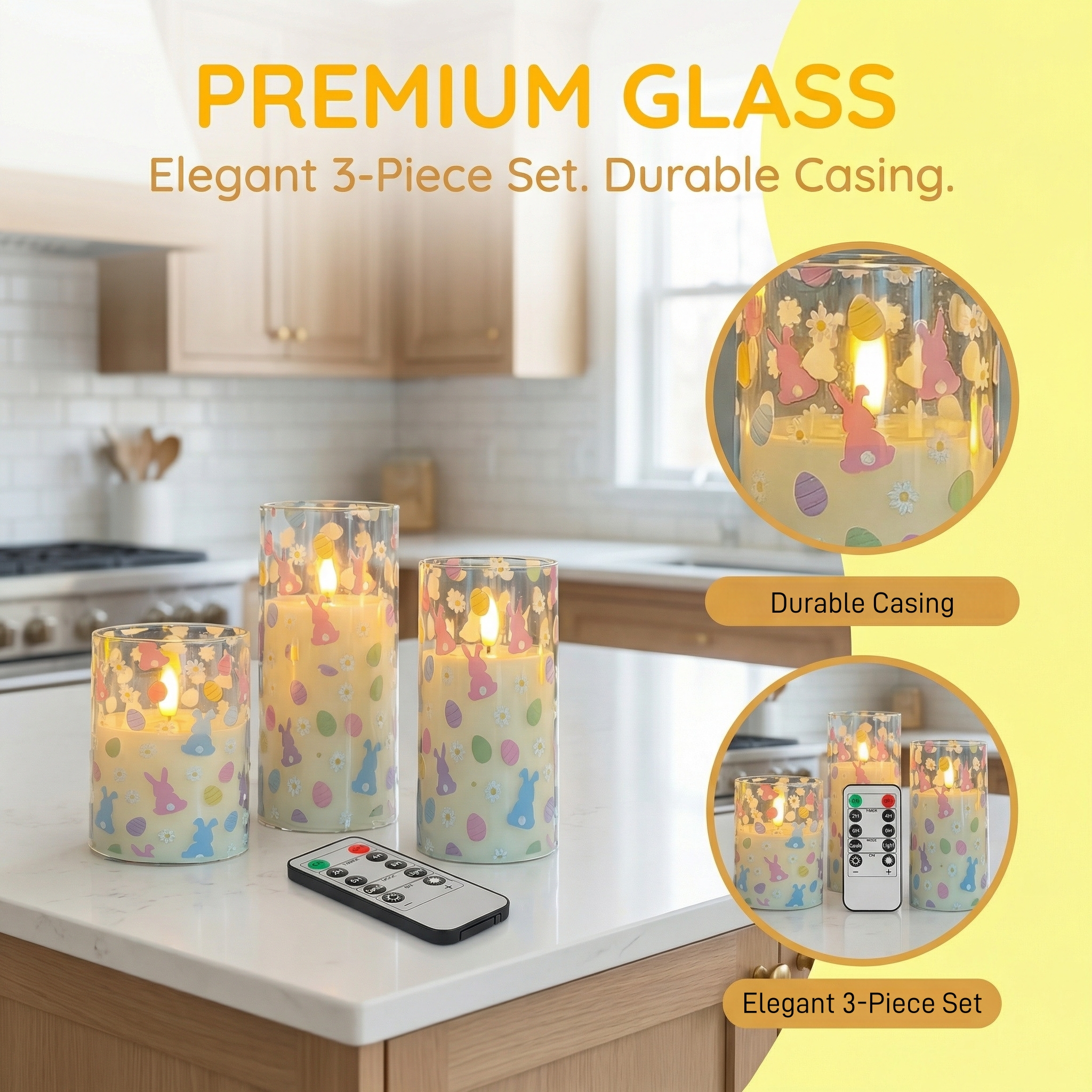 3-Pack Easter Flameless LED Candles Set