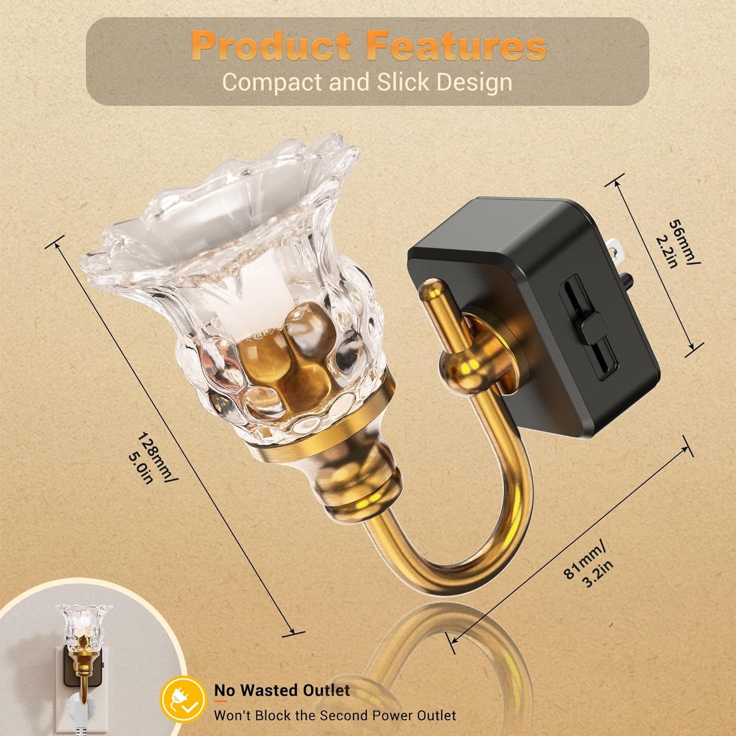 Vintage Glass Flower Plug-In Night Light