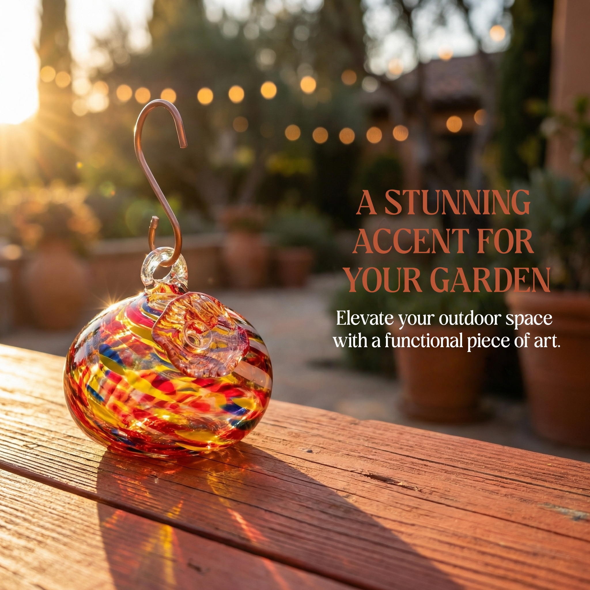 Handblown Glass Hummingbird Feeder