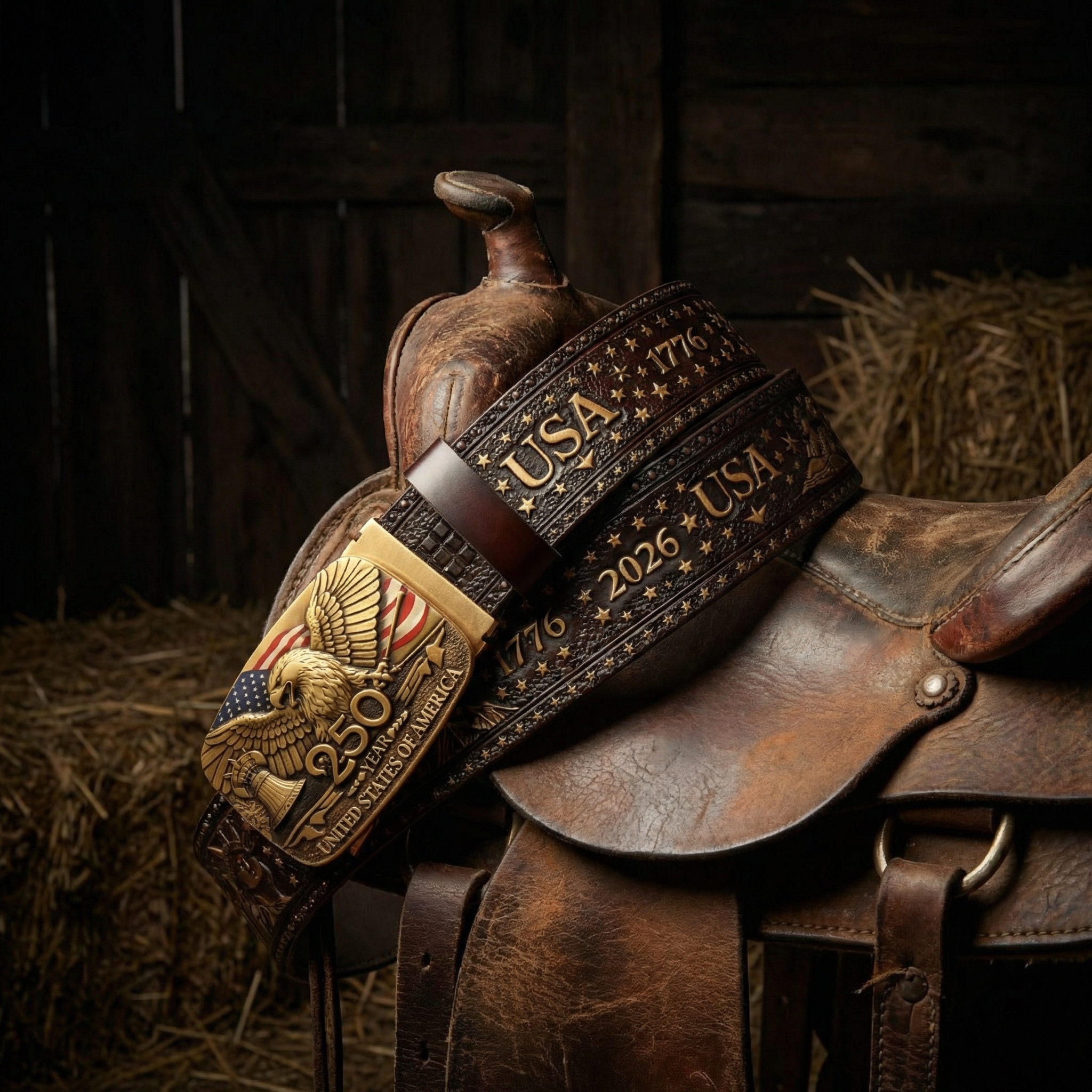 250th Anniversary USA Patriotic Leather Belt