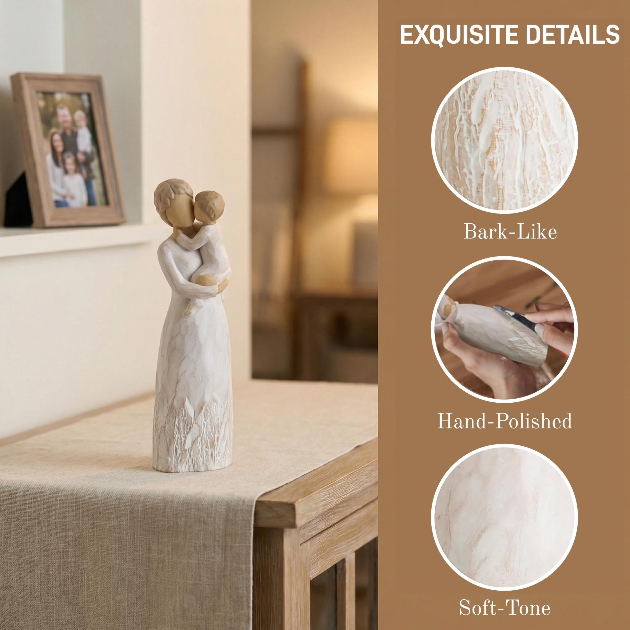 Grandma & Grandchild Figurine – First Time Grandma Gift, Hand-Painted Resin Hug & Kiss Statue