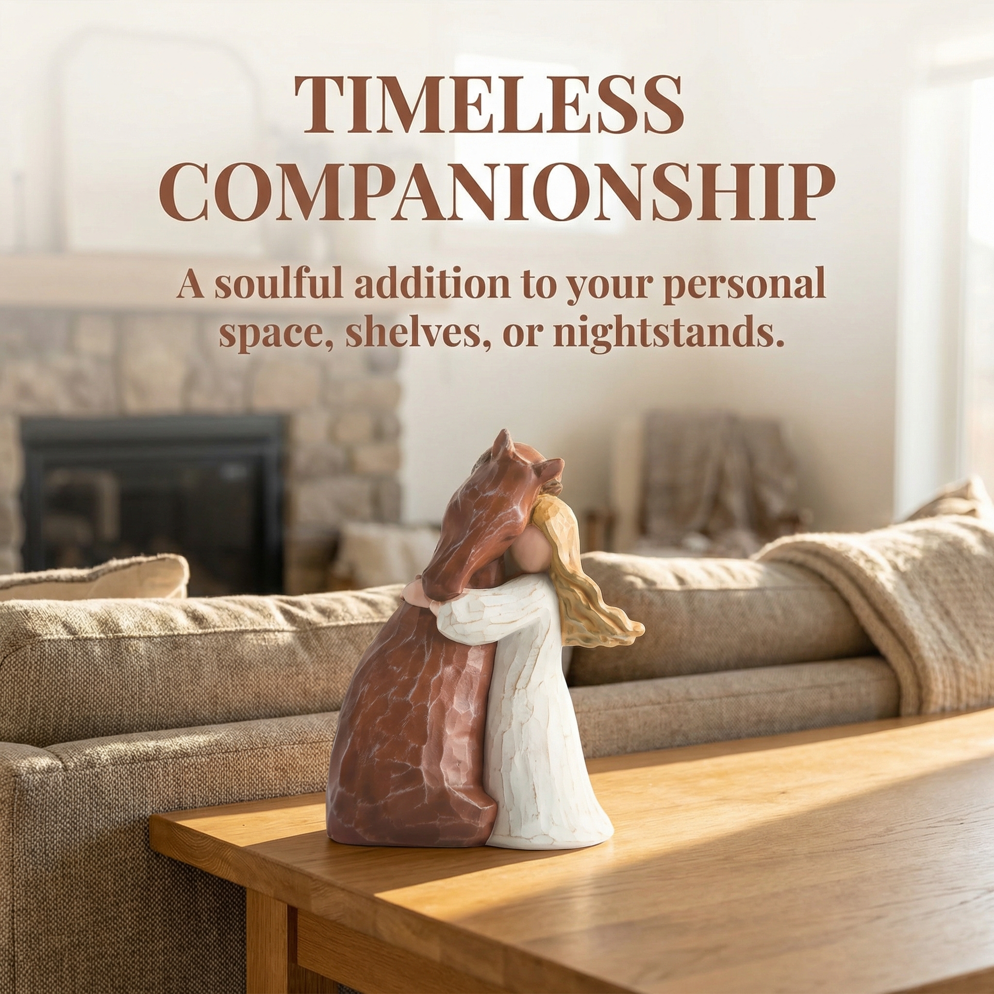 Girl Hugging Horse Figurine