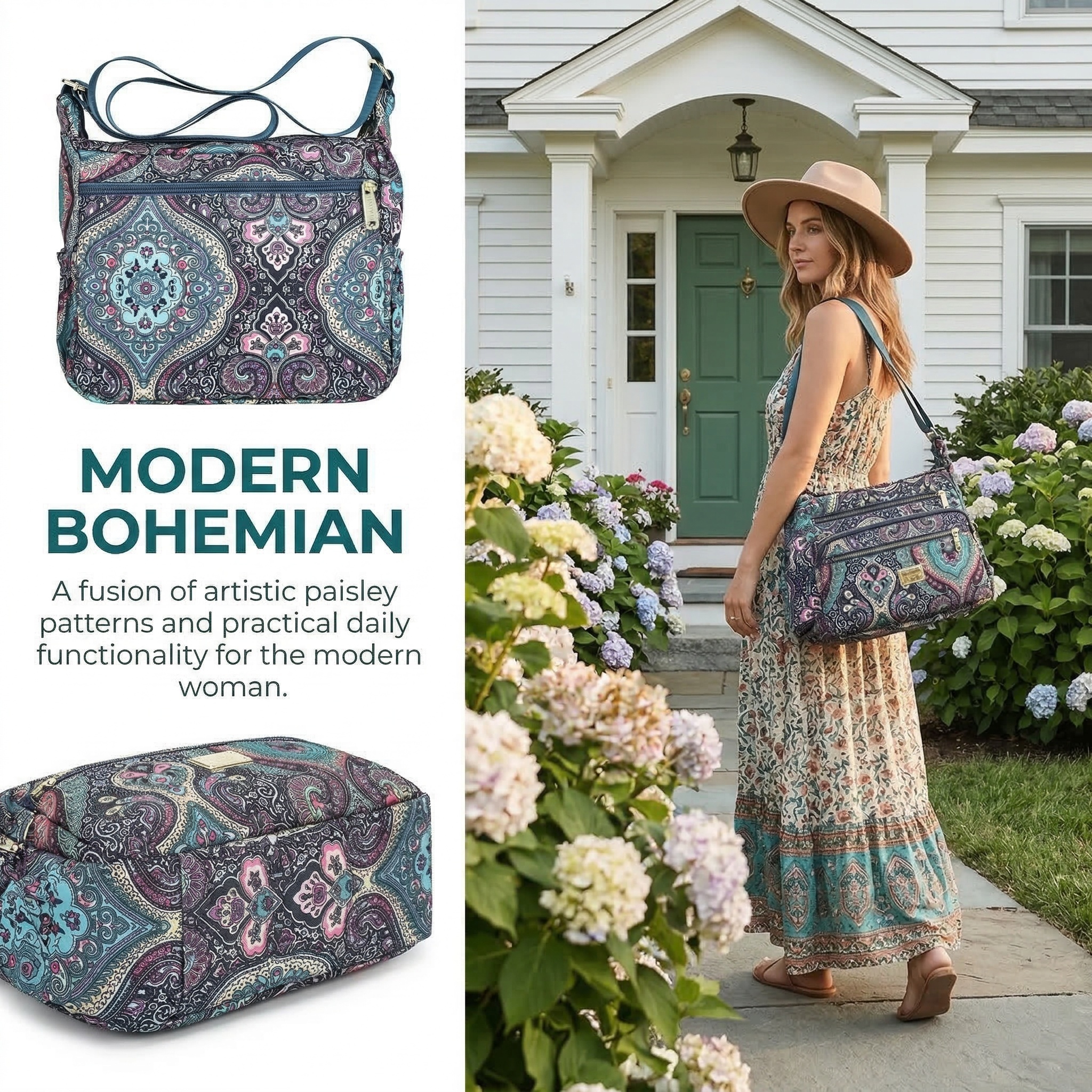 Women’s Large Capacity Crossbody Bag with Adjustable Strap, Lightweight Everyday Travel Purse