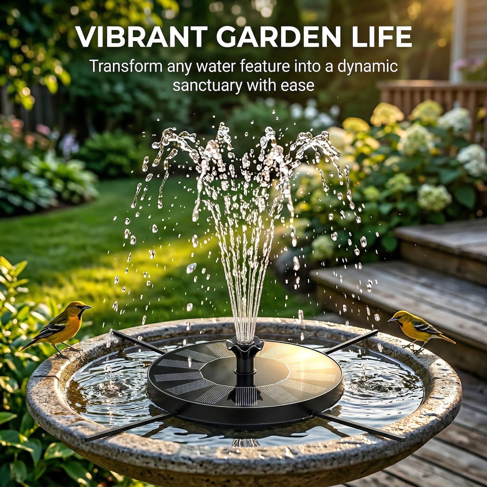 Upgraded Solar Fountain Pump for Bird Bath