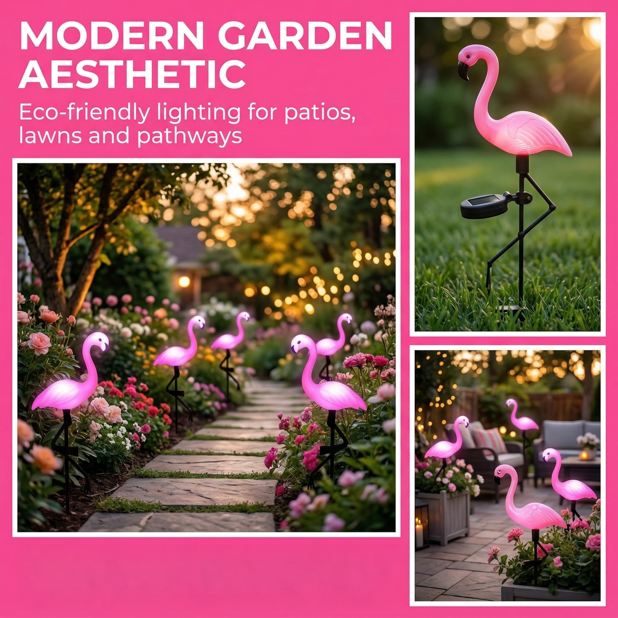 Solar Flamingo Garden Lights