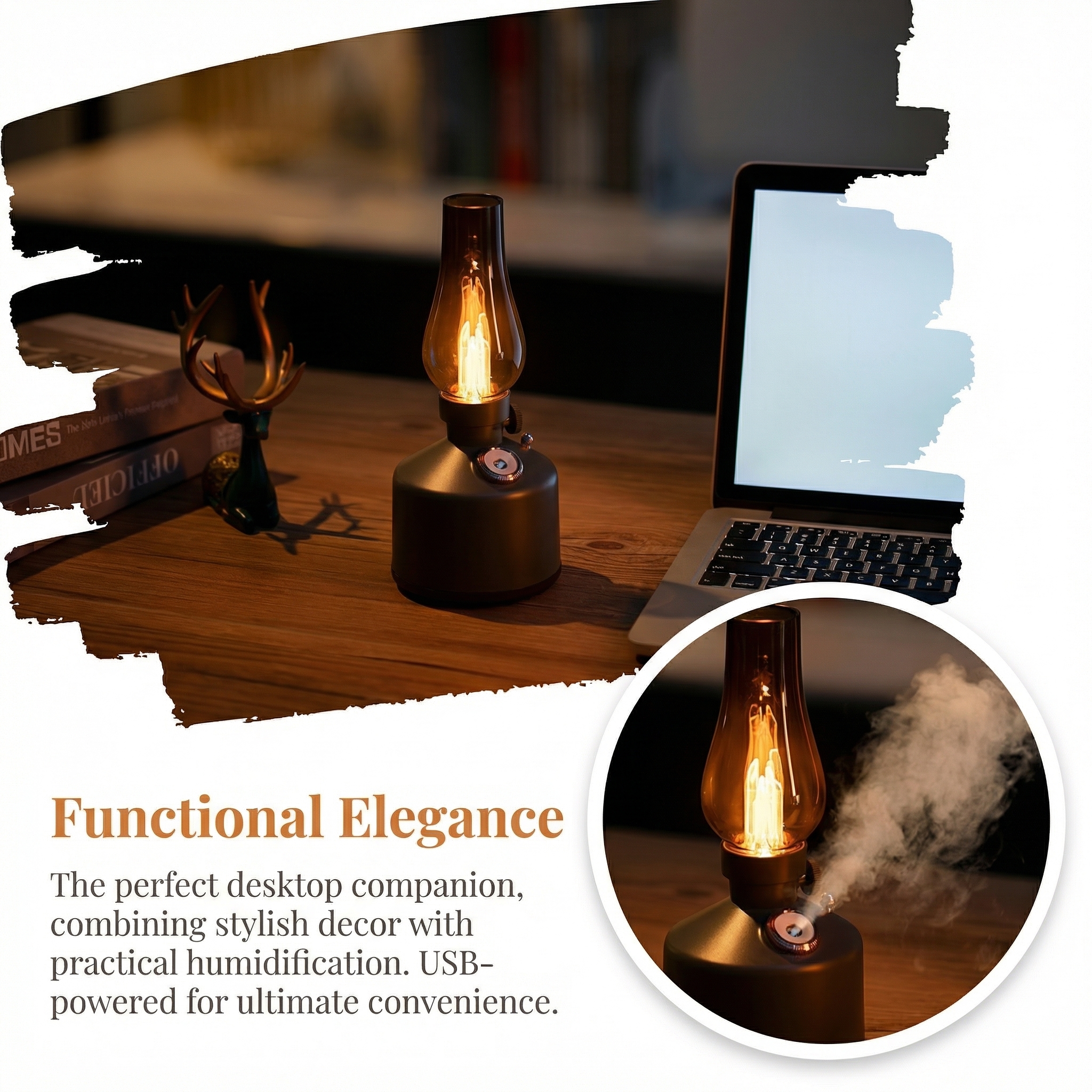 Vintage Kerosene Lamp Aroma Diffuser with Flickering Flame Effect