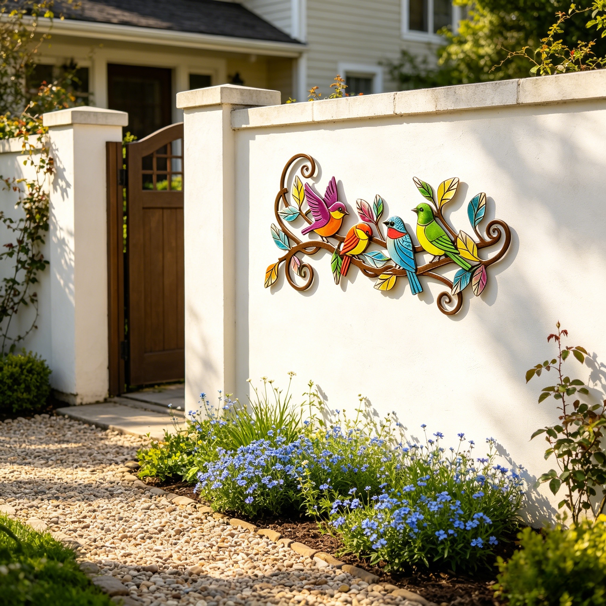 Colorful Metal Bird Wall Decor for Outdoor Patio