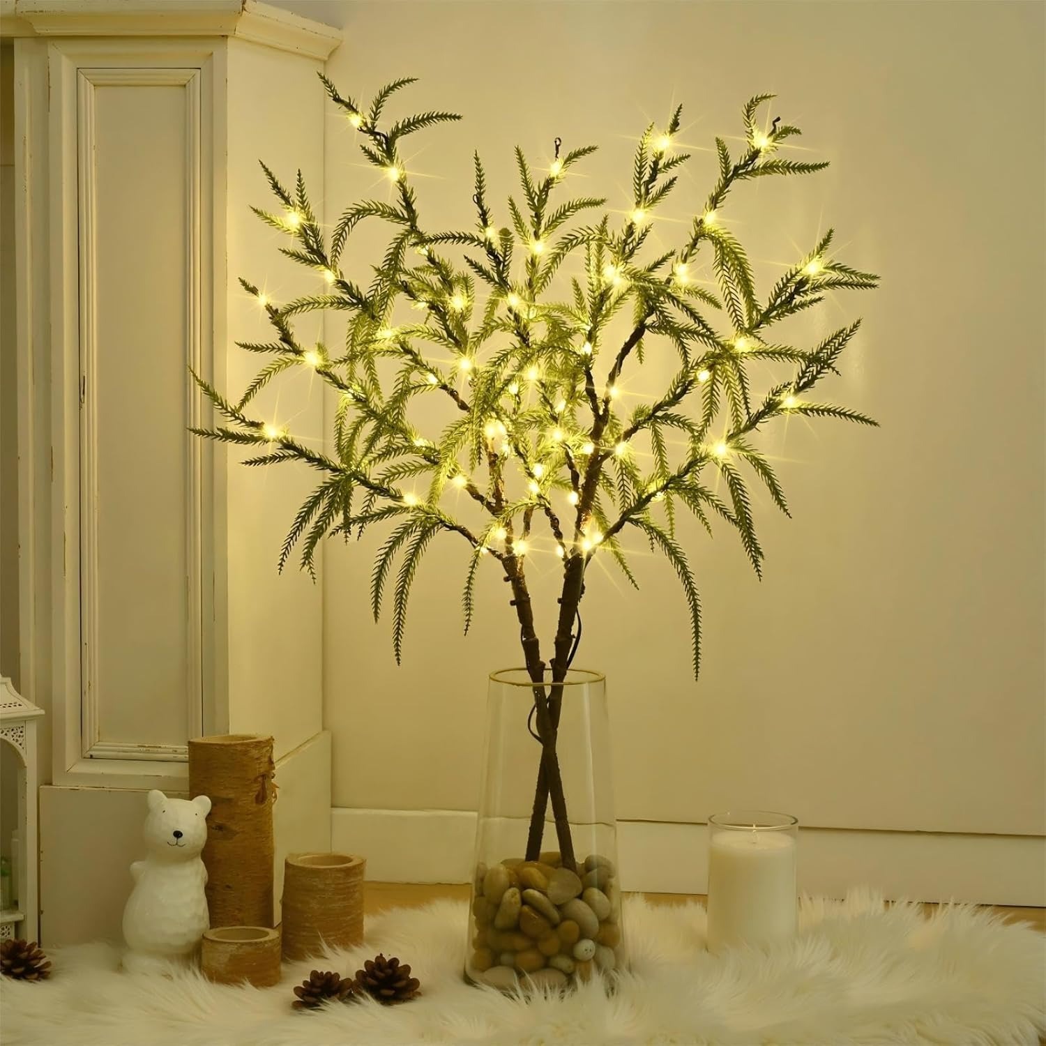 Lighted Norfolk Pine Branches