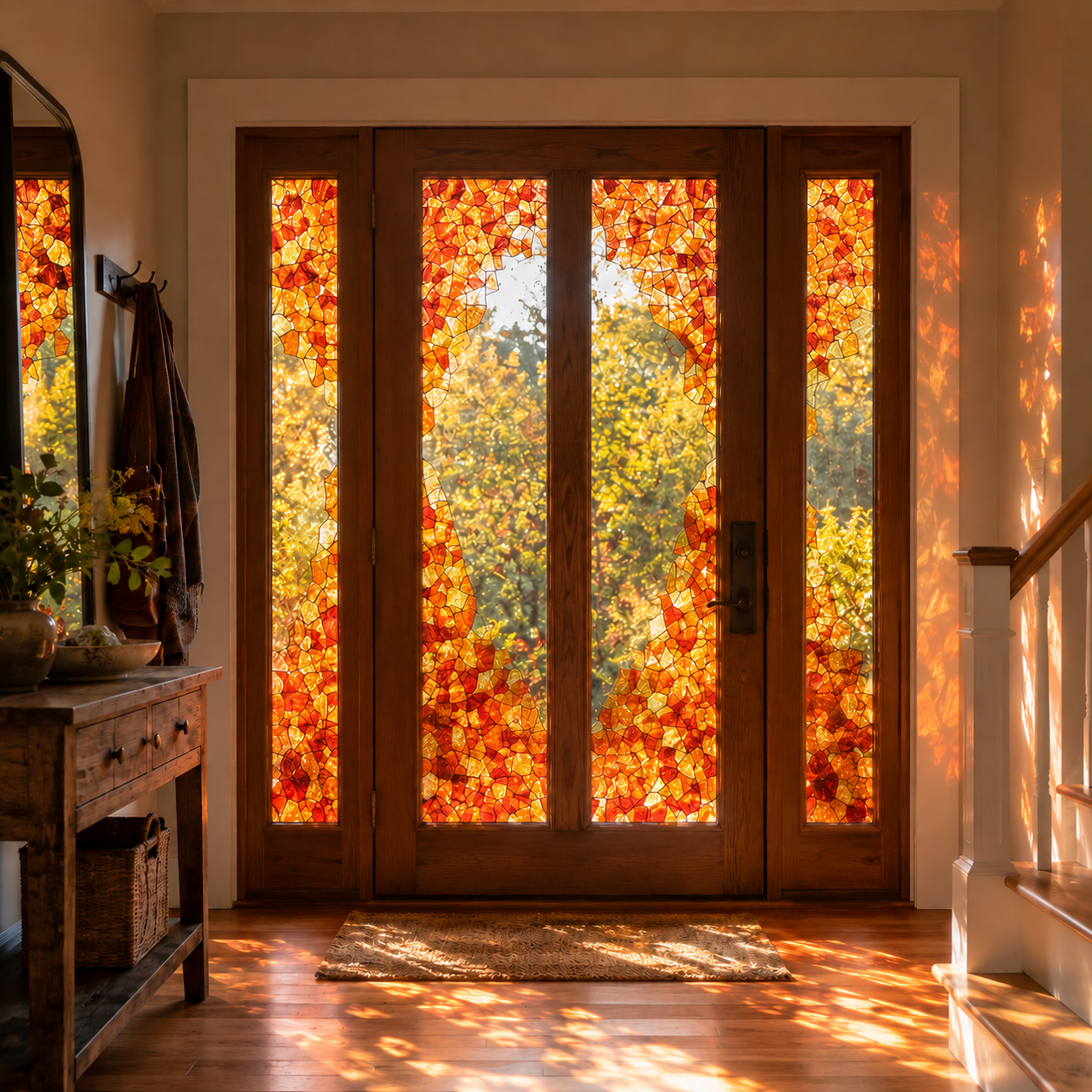 Amber Stained Glass Window Film