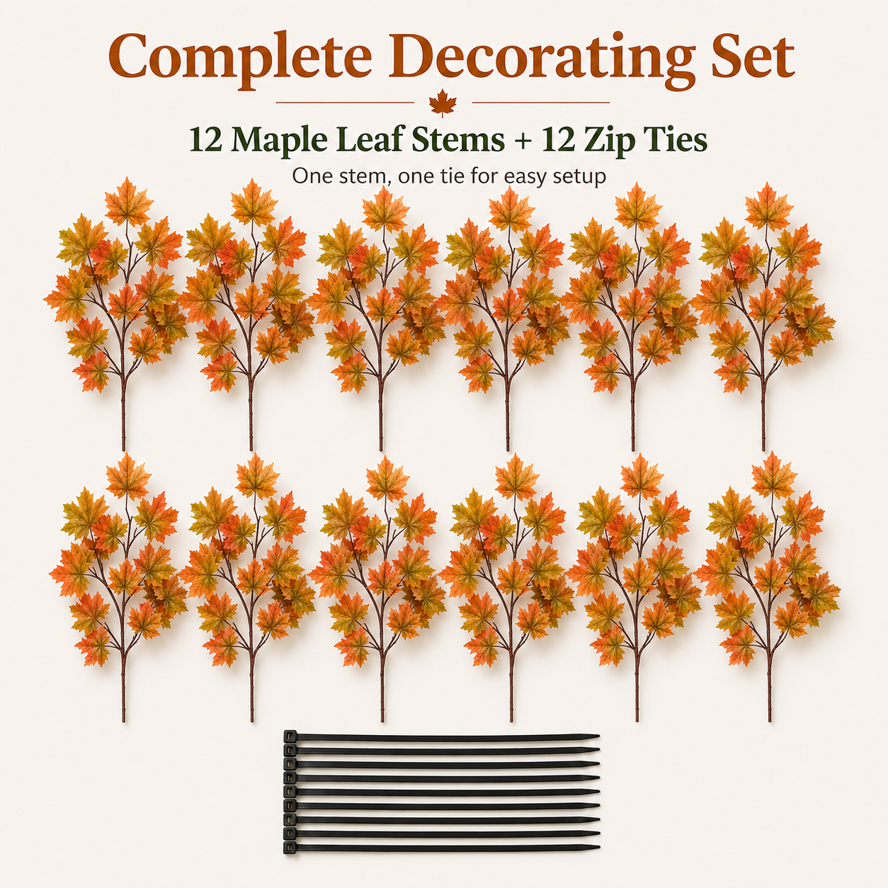 Artificial Fall Maple Leaf Stems