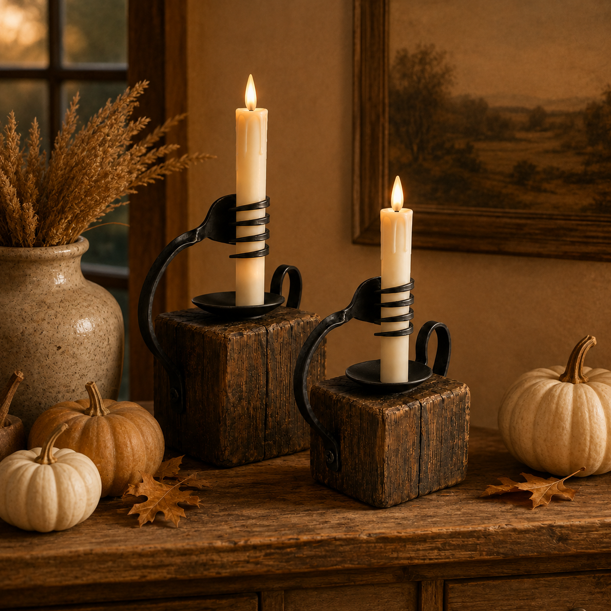 Rustic Fork-Inspired Flameless LED Candle Holders