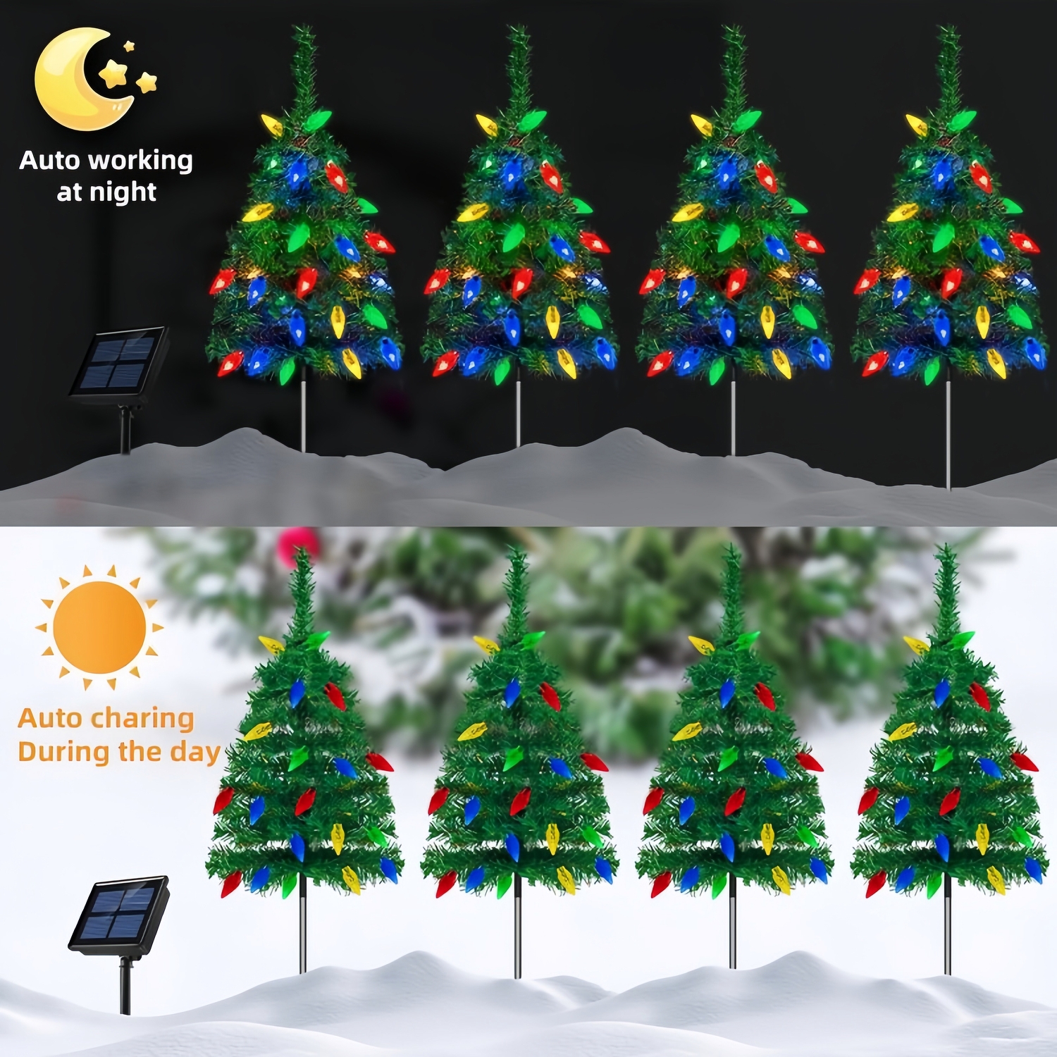 Solar Powered Christmas Tree with 20 LED Strawberry Lights
