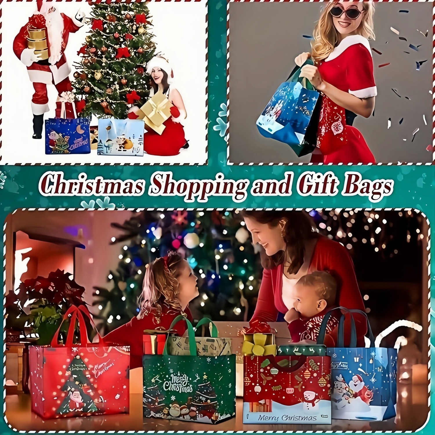 Christmas Gift Bags With Assorted Patterns