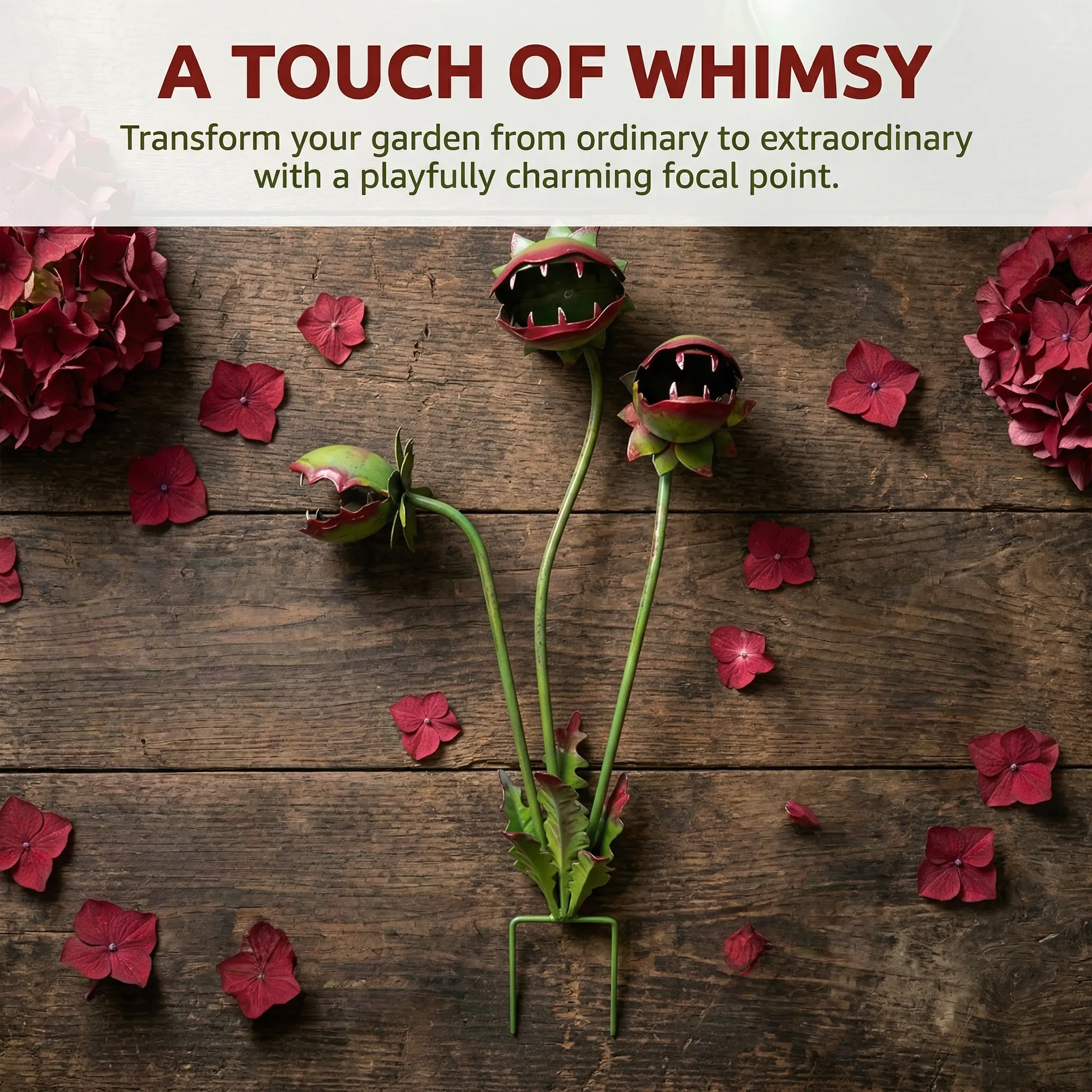 Whimsical Metal Carnivorous Plant Garden Stake for Outdoor Decor