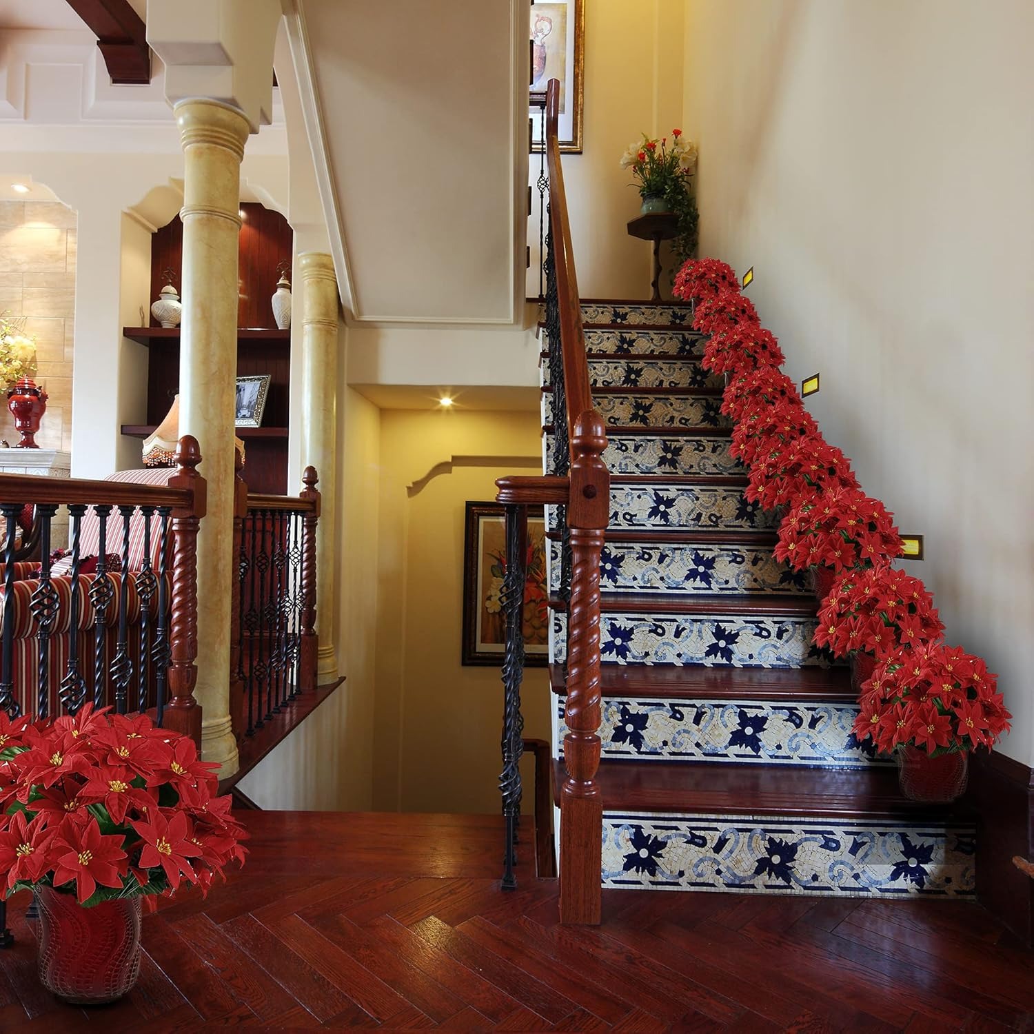 Artificial Christmas Poinsettia Flowers - UV resistant, Waterproof, Windproof