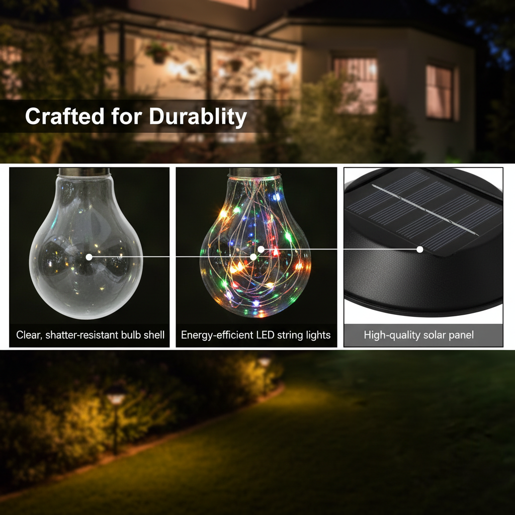 Solar-Powered Colorful LED Light Bulb Wind Chimes