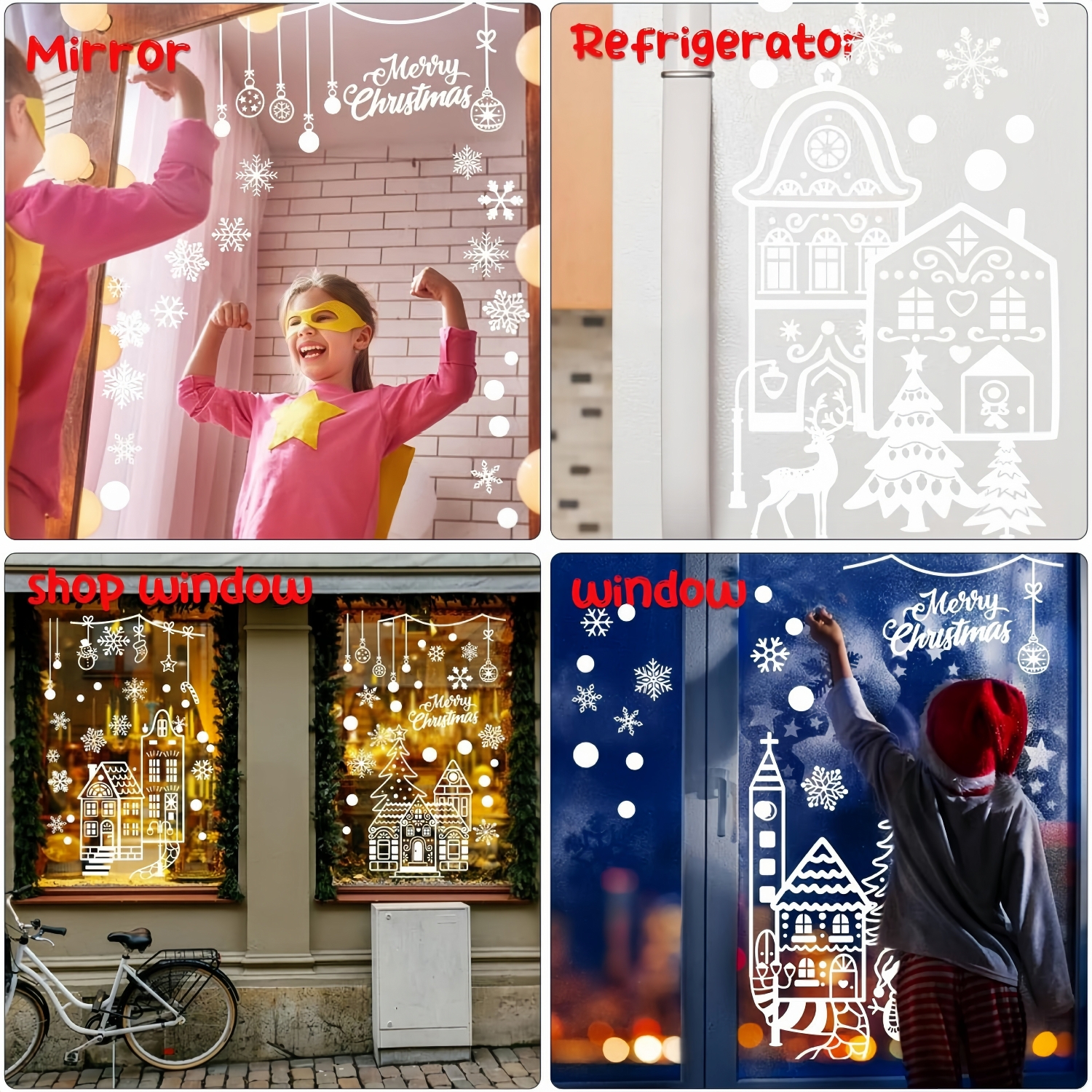 Christmas Village Window Clings (4 Sheets / 78 PCS)
