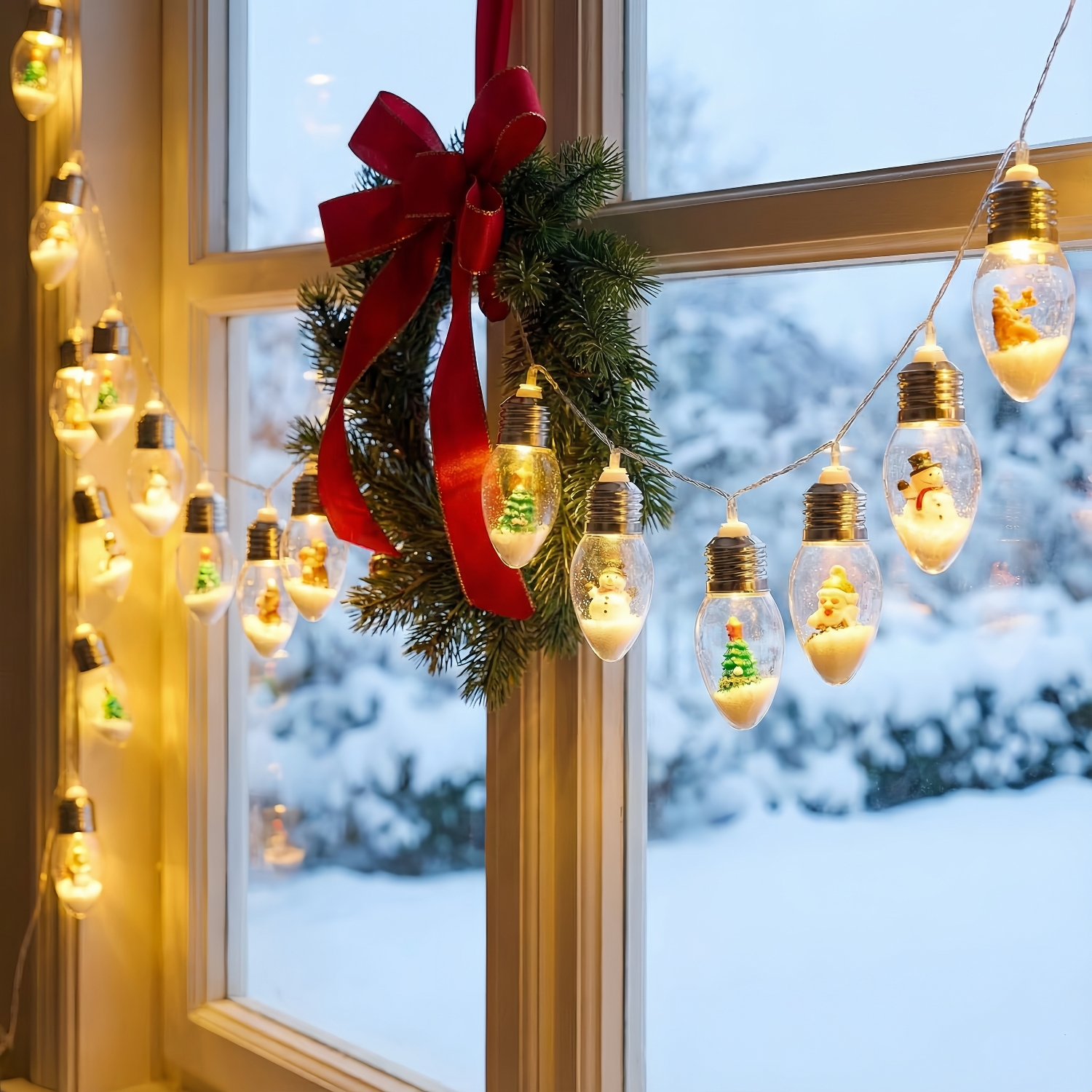 Christmas Snowflake Tree Bulb String Lights with Timer (7.5FT 10 LED)