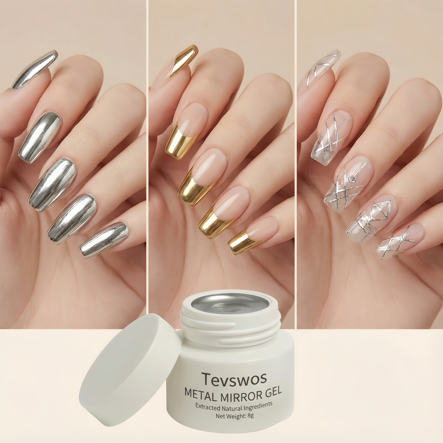 Glamorous Metallic Liquid Chrome Nail Gel Polish