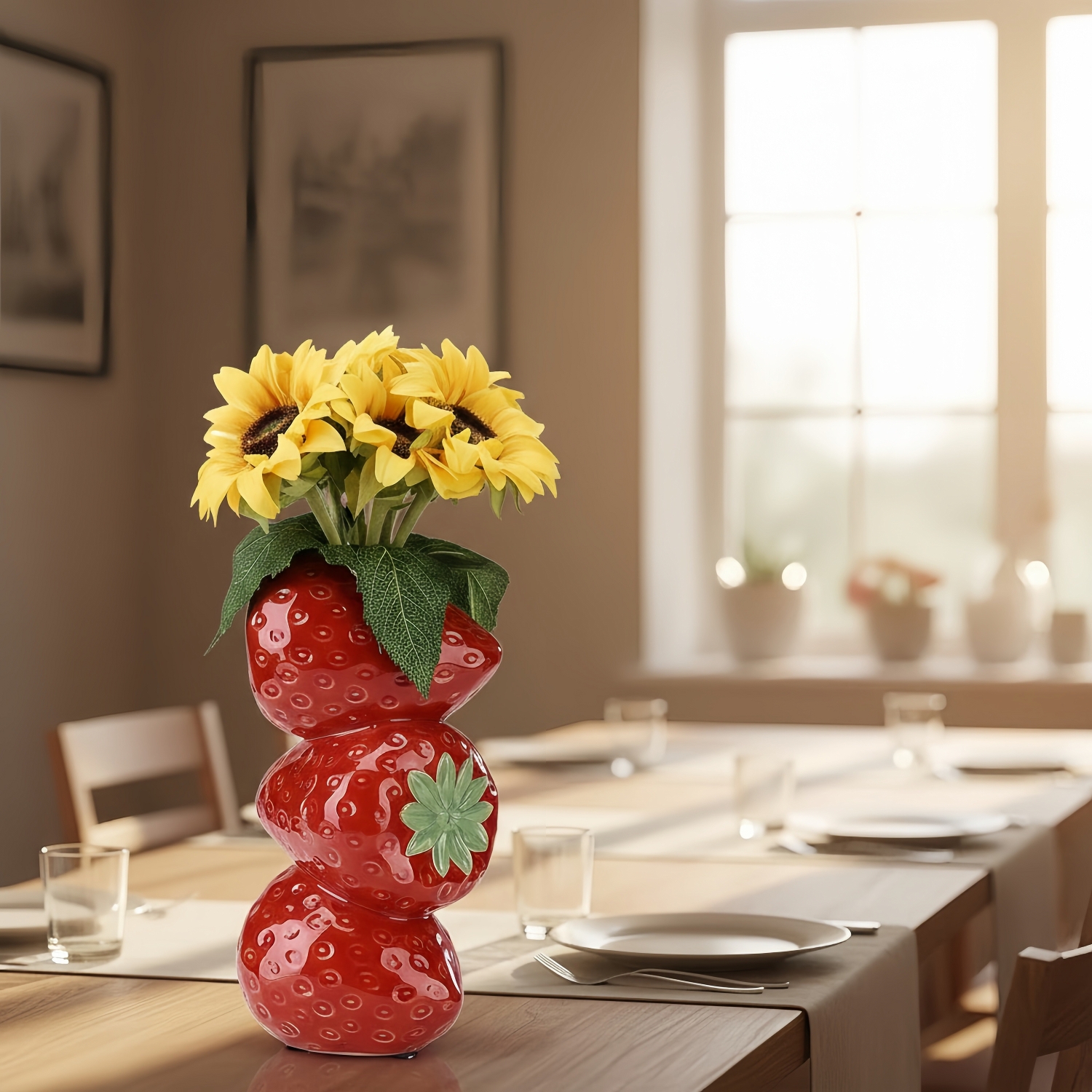 Handcrafted Stacked Fruit Ceramic Vase