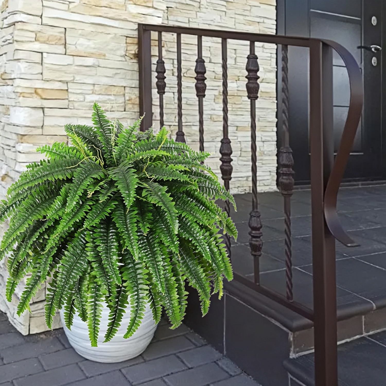 UV Resistant Lifelike Artificial Boston Ferns Plants – Lush Faux Ferns for Indoor & Outdoor Decor (1–2 Pack)
