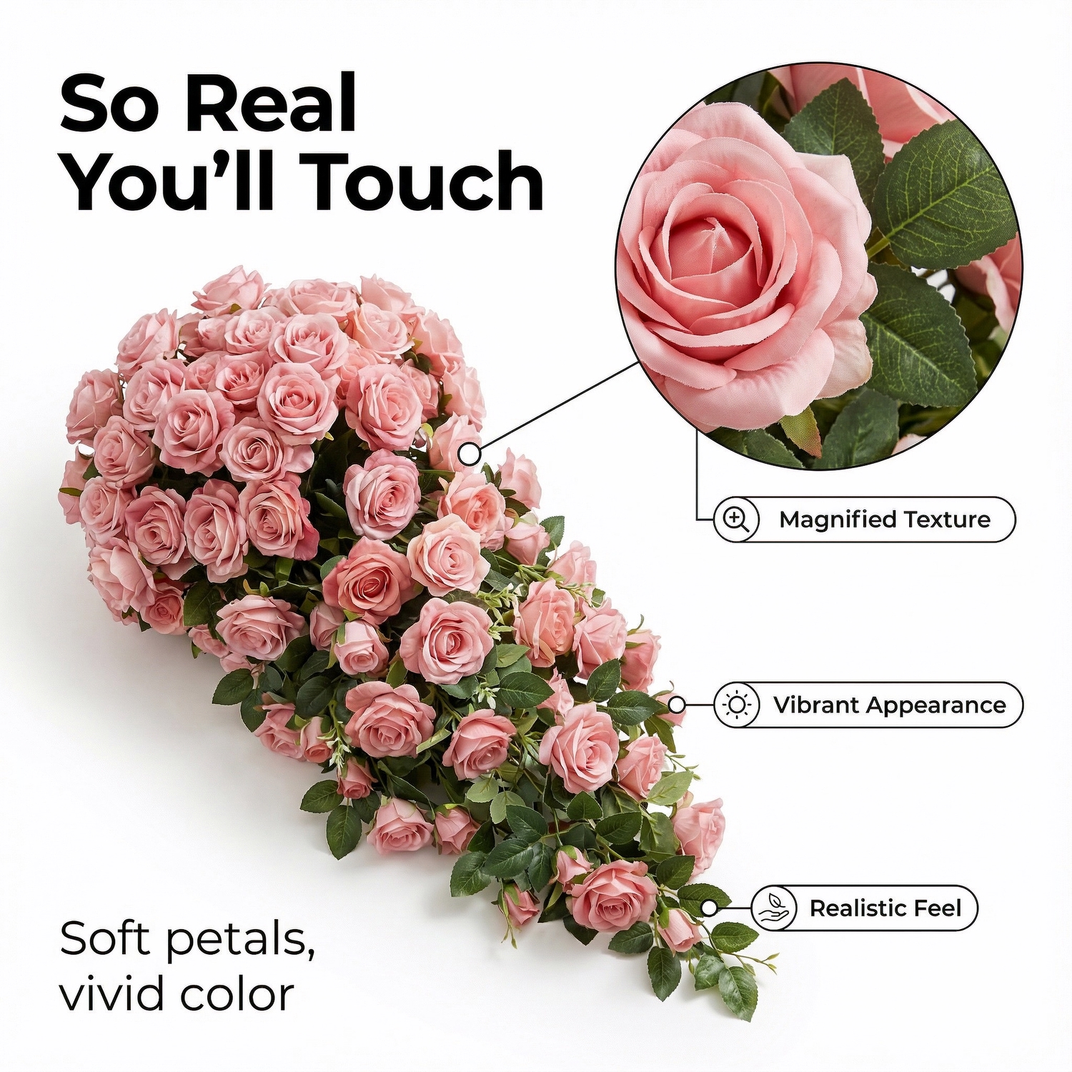 Large Realistic Artificial Rose Hanging Vine Bouquet