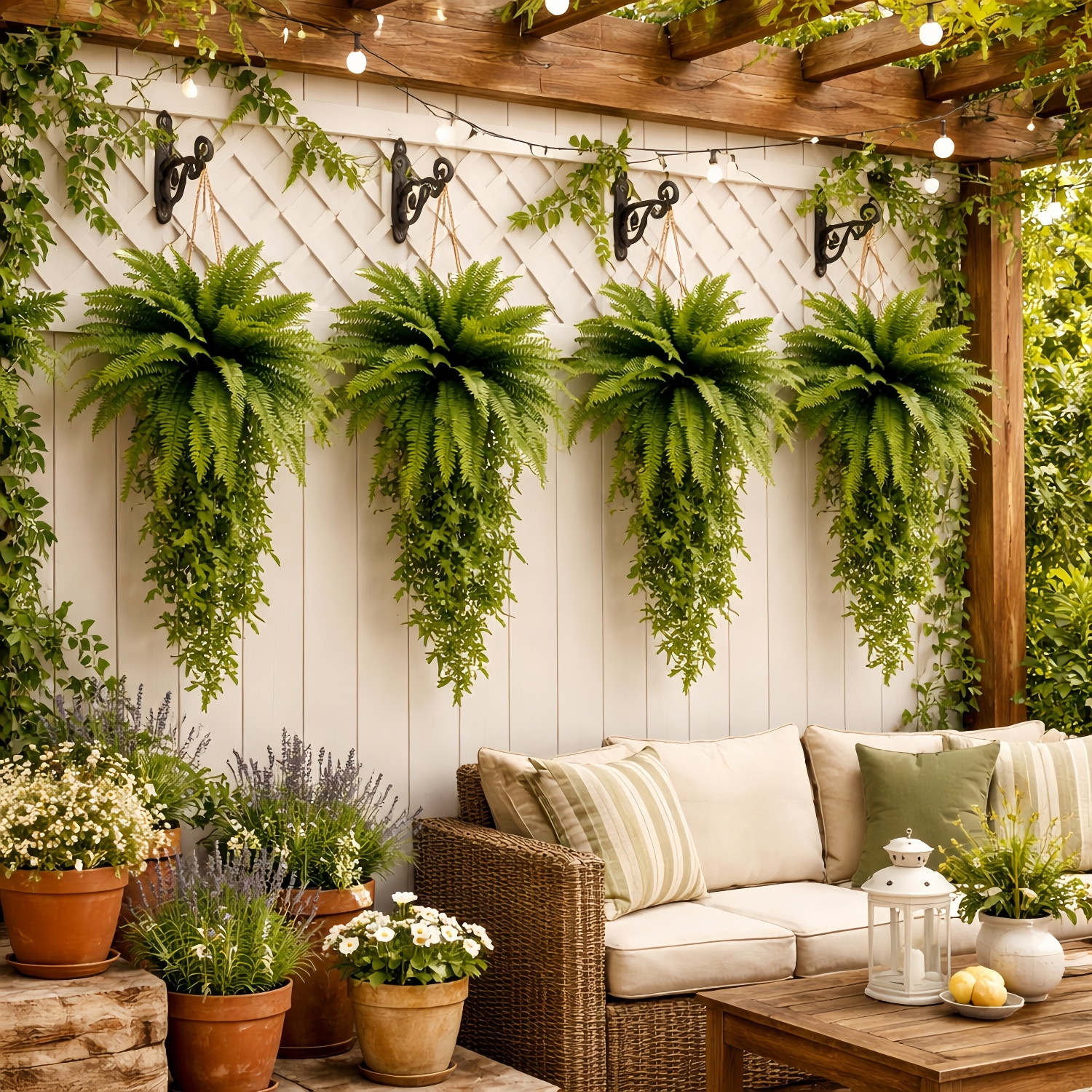 Large Artificial Boston Fern Hanging Plants