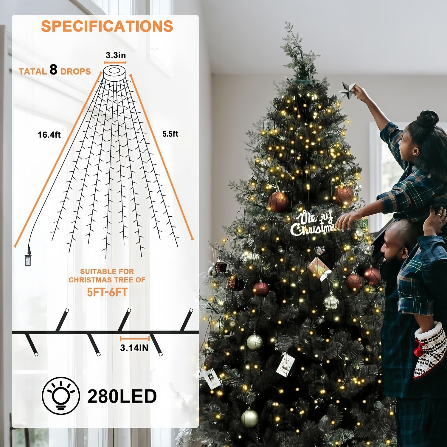 Christmas Tree Lights with Timer 8 Modesfor