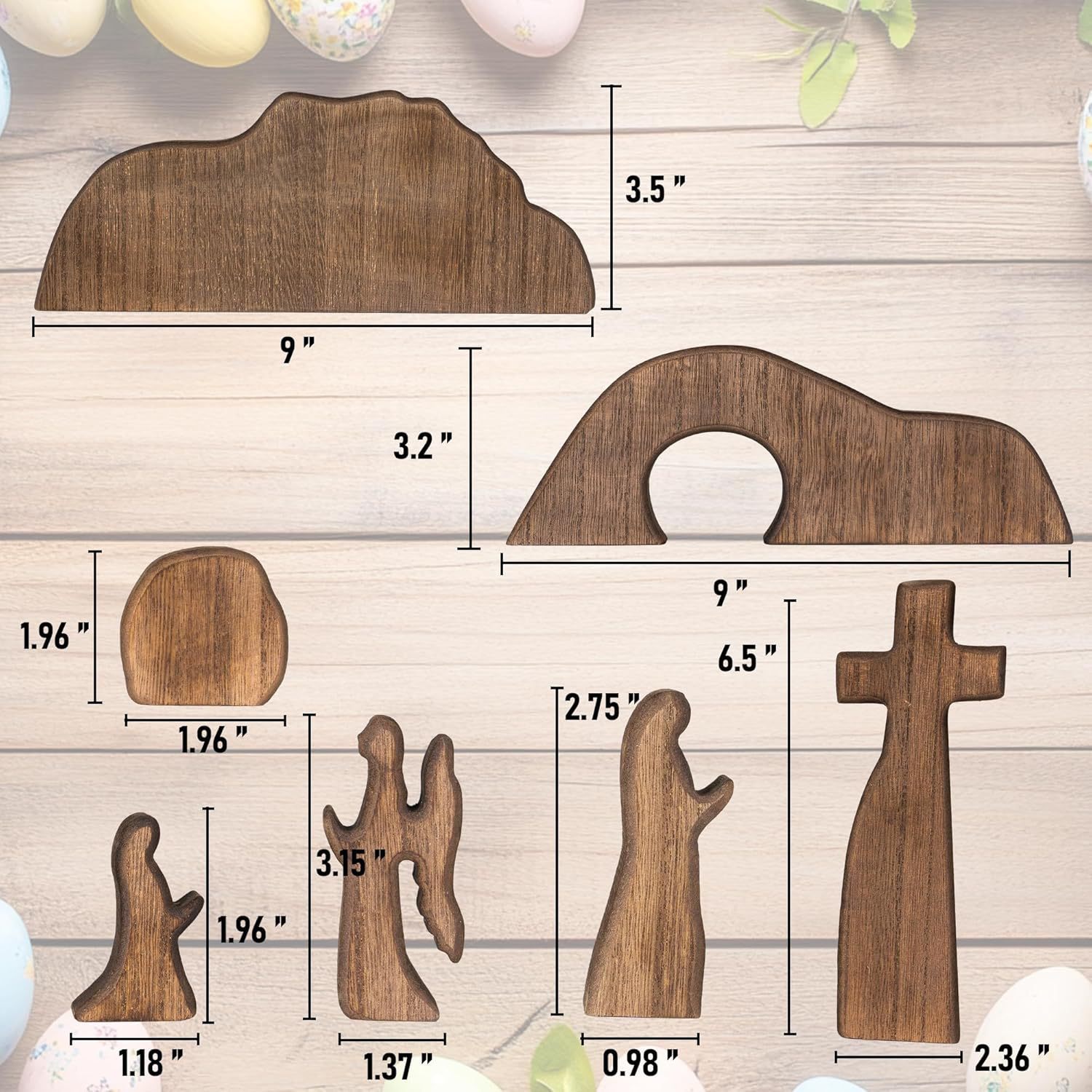"He Is Risen" 7-Piece Wooden Resurrection Scene Set