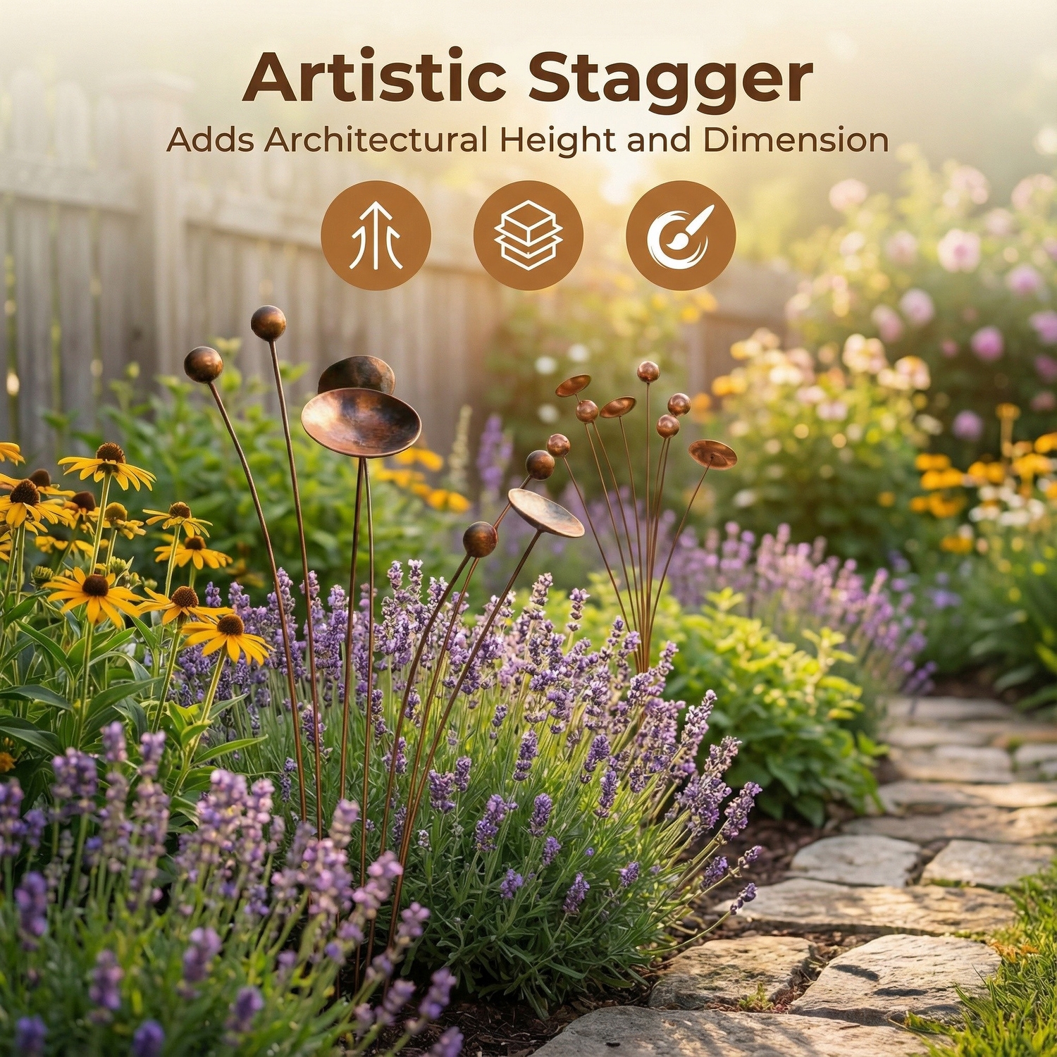 Artisan Copper Bloom Garden Stake Sculpture