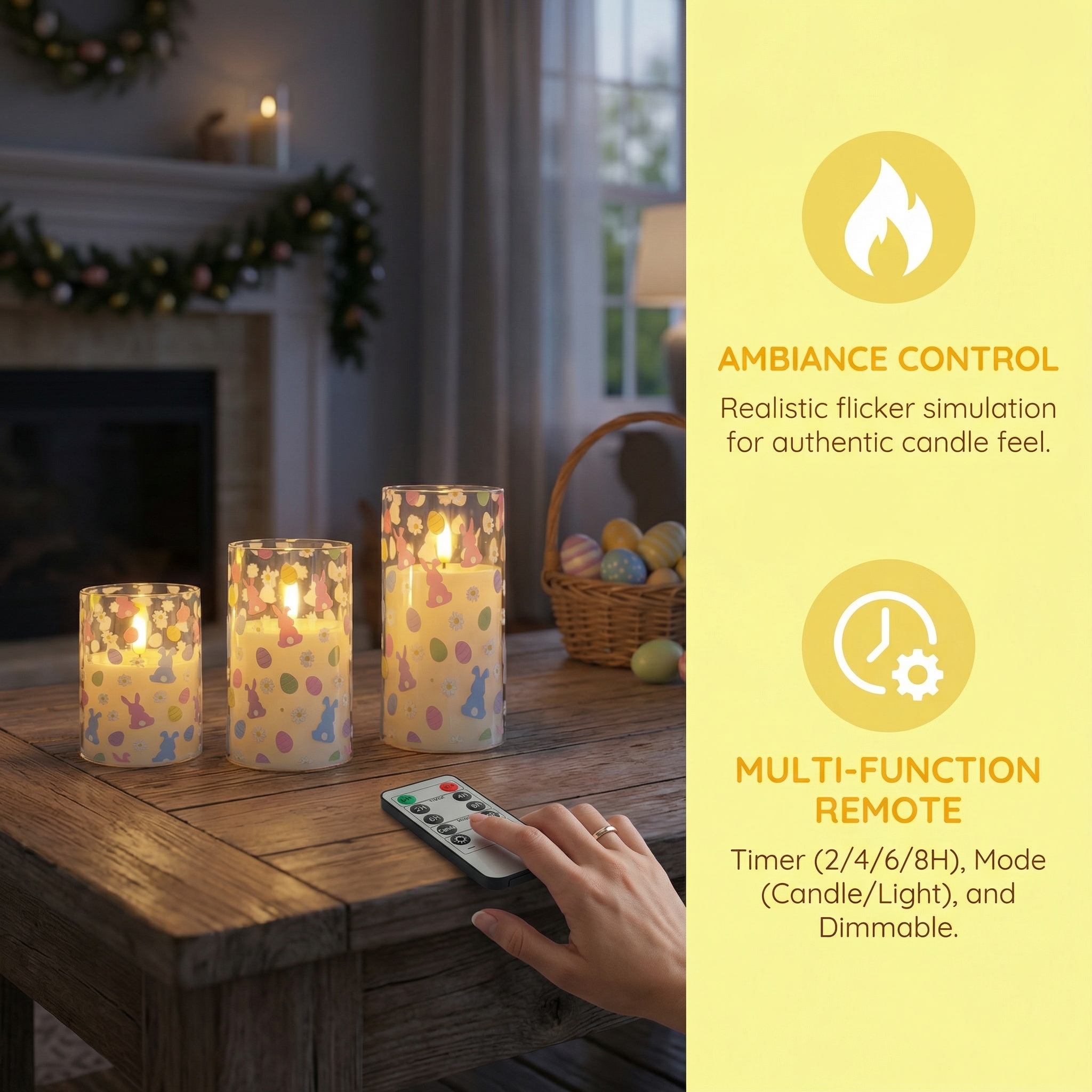 3-Pack Easter Flameless LED Candles Set