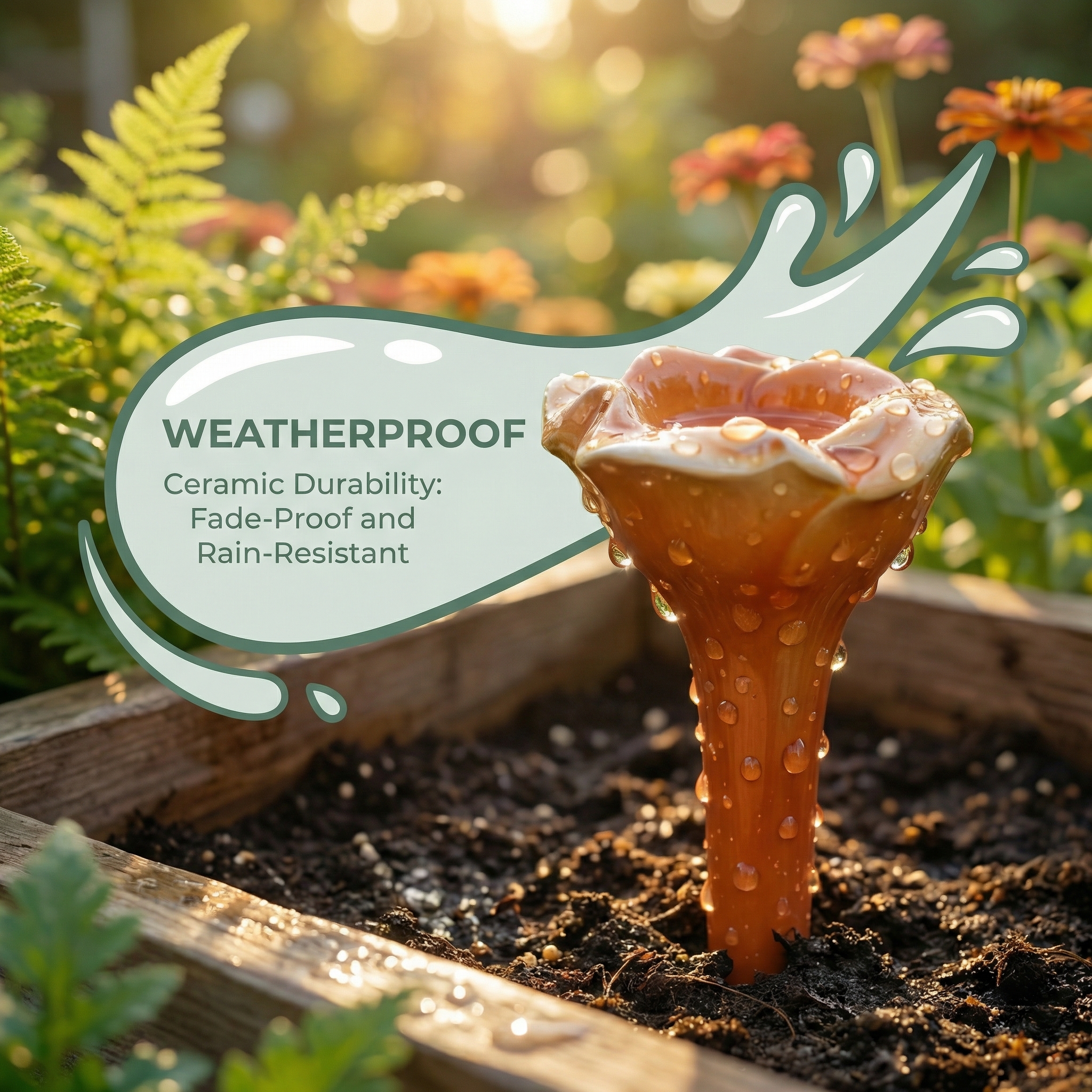 Ceramic Flower Bee Water Cup Stake