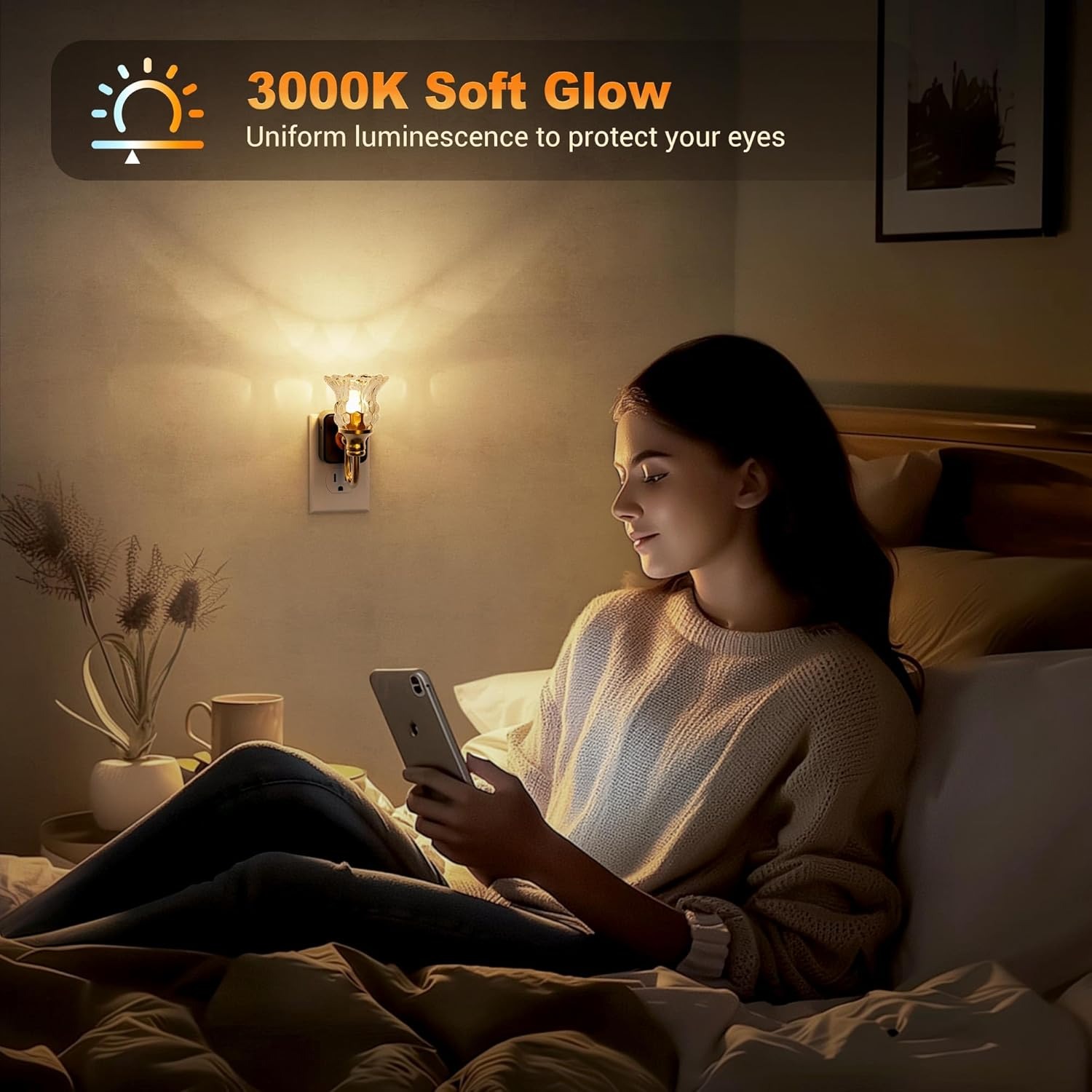 Vintage Glass Flower Plug-In Night Light