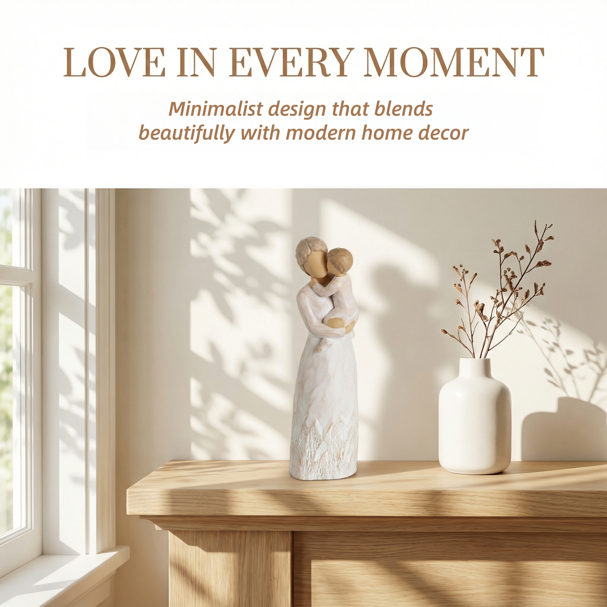 Grandma & Grandchild Figurine – First Time Grandma Gift, Hand-Painted Resin Hug & Kiss Statue